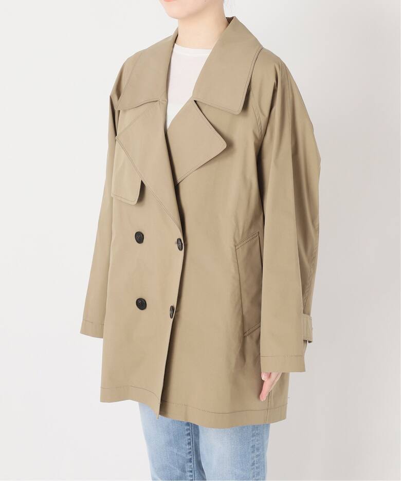 スピックアンドスパン ベージュ トレンチコート ウエストベルト付き スピックアンドスパン ベージュ トレンチコート ウエストベルト付き C/Cu ノー カラートレンチコート（トレンチコート）｜Spick and T/Cギャバジンステンカラーコート　トレンチ　スプリングコート　スピック＆スパン