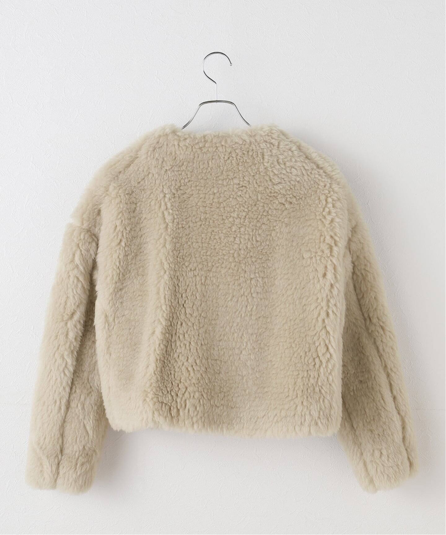 レディース 美品✨TICCA ウールファーショートコート ノーカラー ボア 