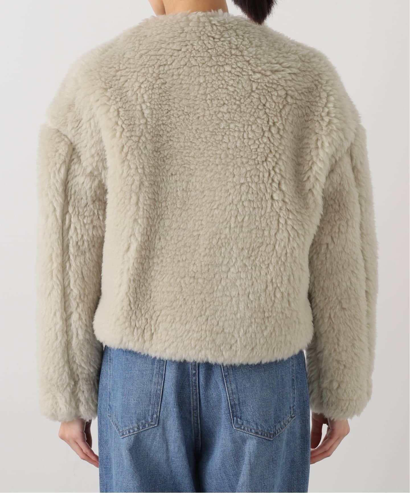 レディース 美品✨TICCA ウールファーショートコート ノーカラー ボア 