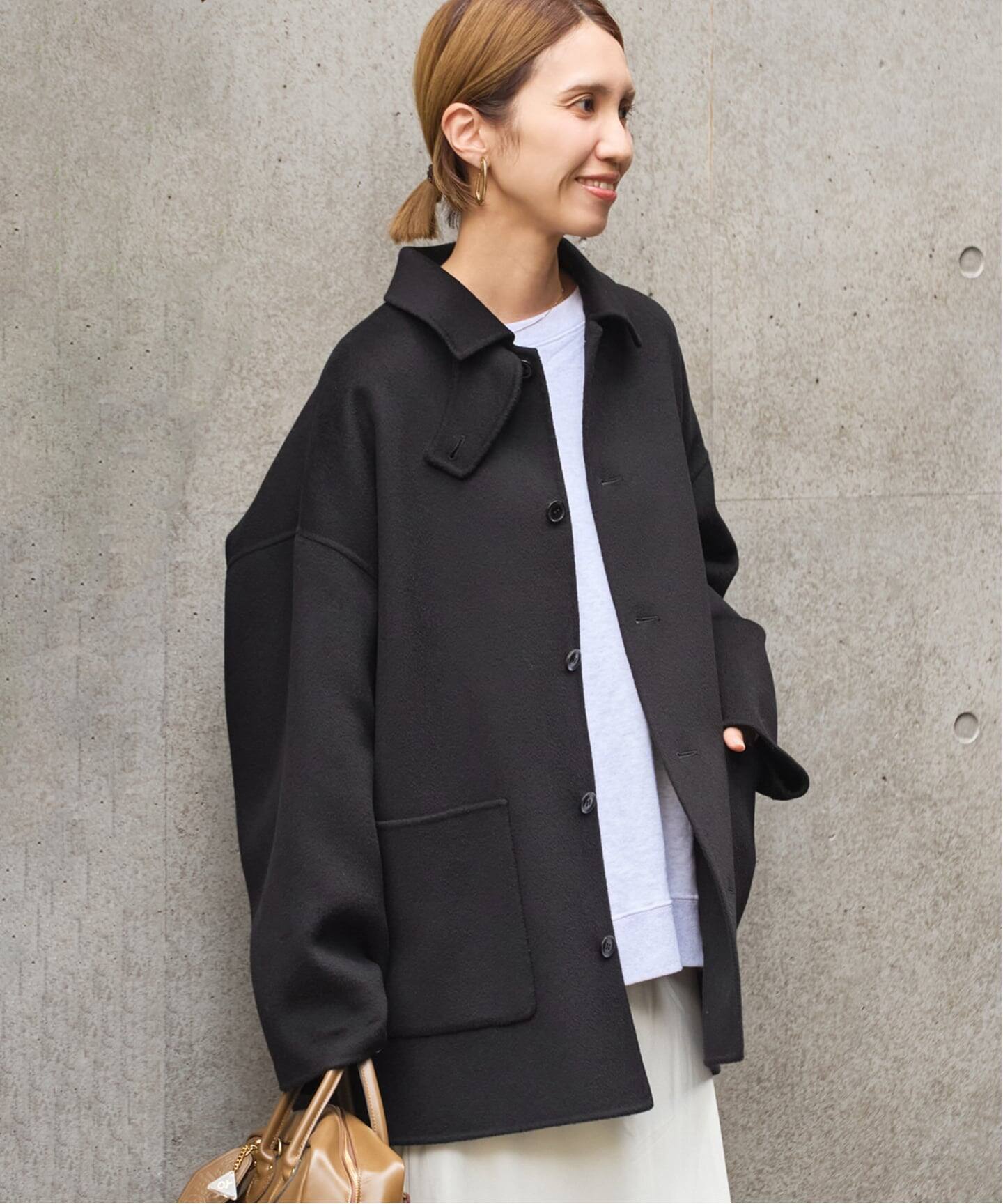 新品タグ付 FRAMeWORK ハミルトンバルカラーミドルコートブラック38 ≪追加≫ハミルトンバルカラーミドルコート 2（ステンカラーコート