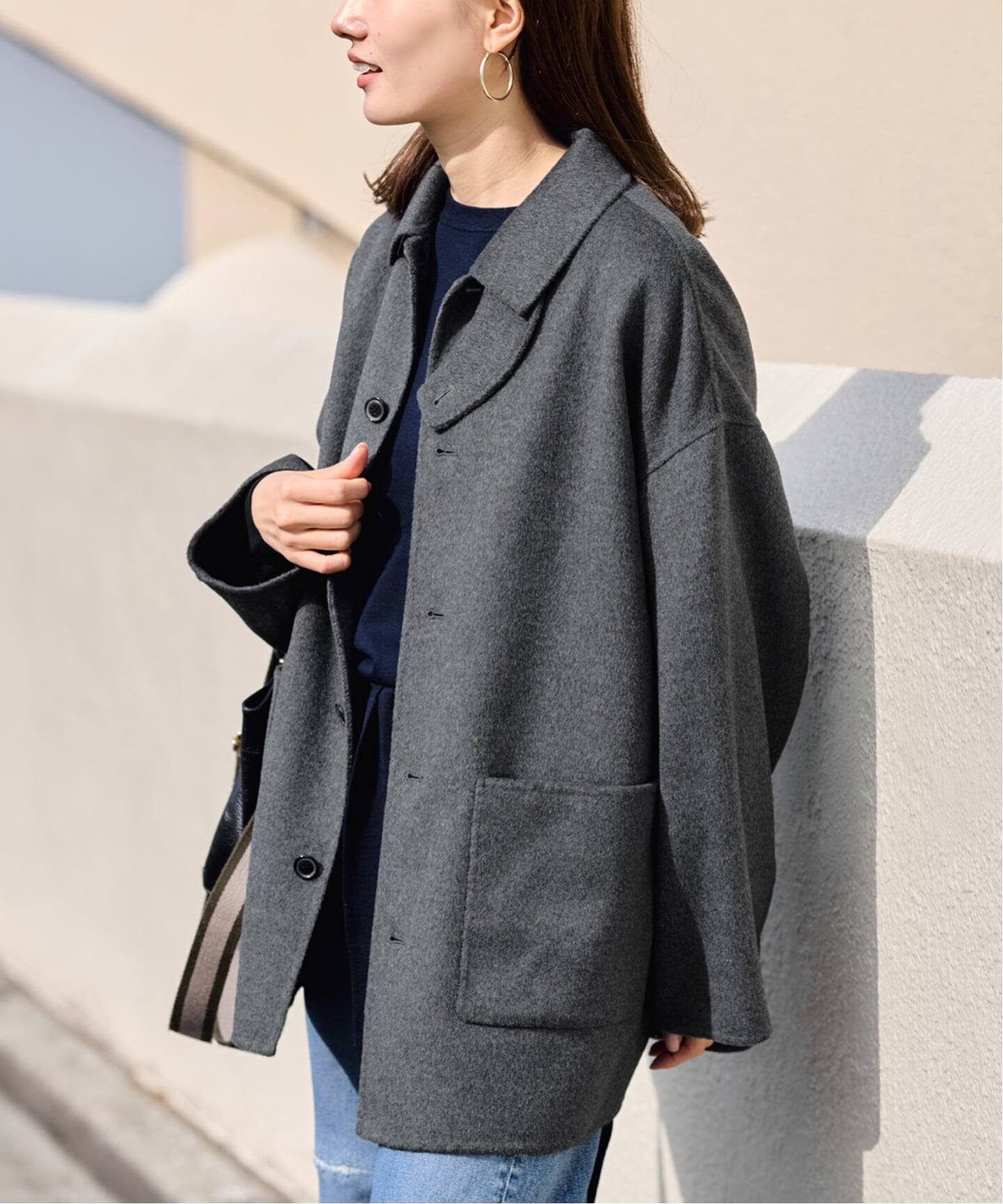 ≪追加≫ハミルトンバルカラーミドルコート 4（グレー）（ステンカラー