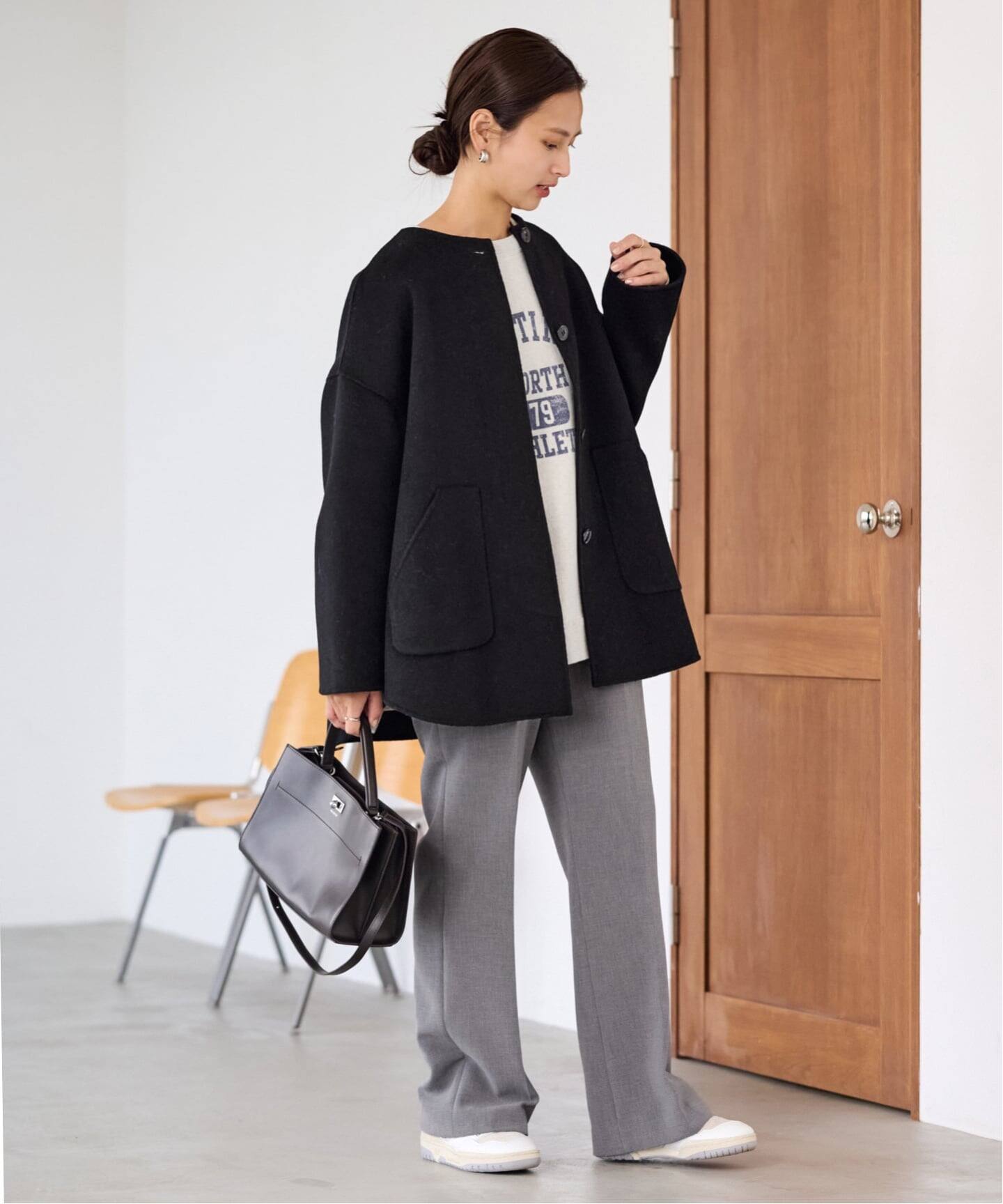 ≪WEB限定追加≫ハミルトンリバークルーネックコート（ノーカラー