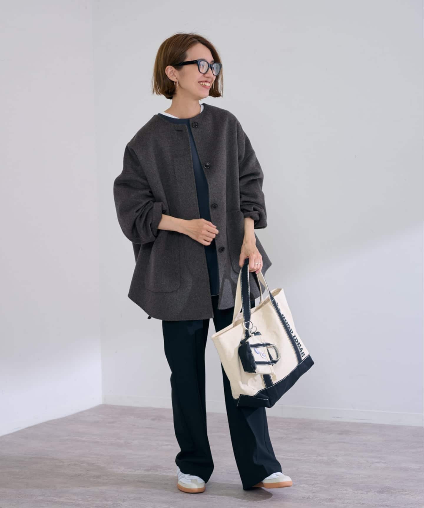 【ほぼ未使用】23AW フレームワーク 38 ハミルトンリバークルーネックコート FRAMeWORK（フレームワーク）の「ハミルトンリバークルーネックコート