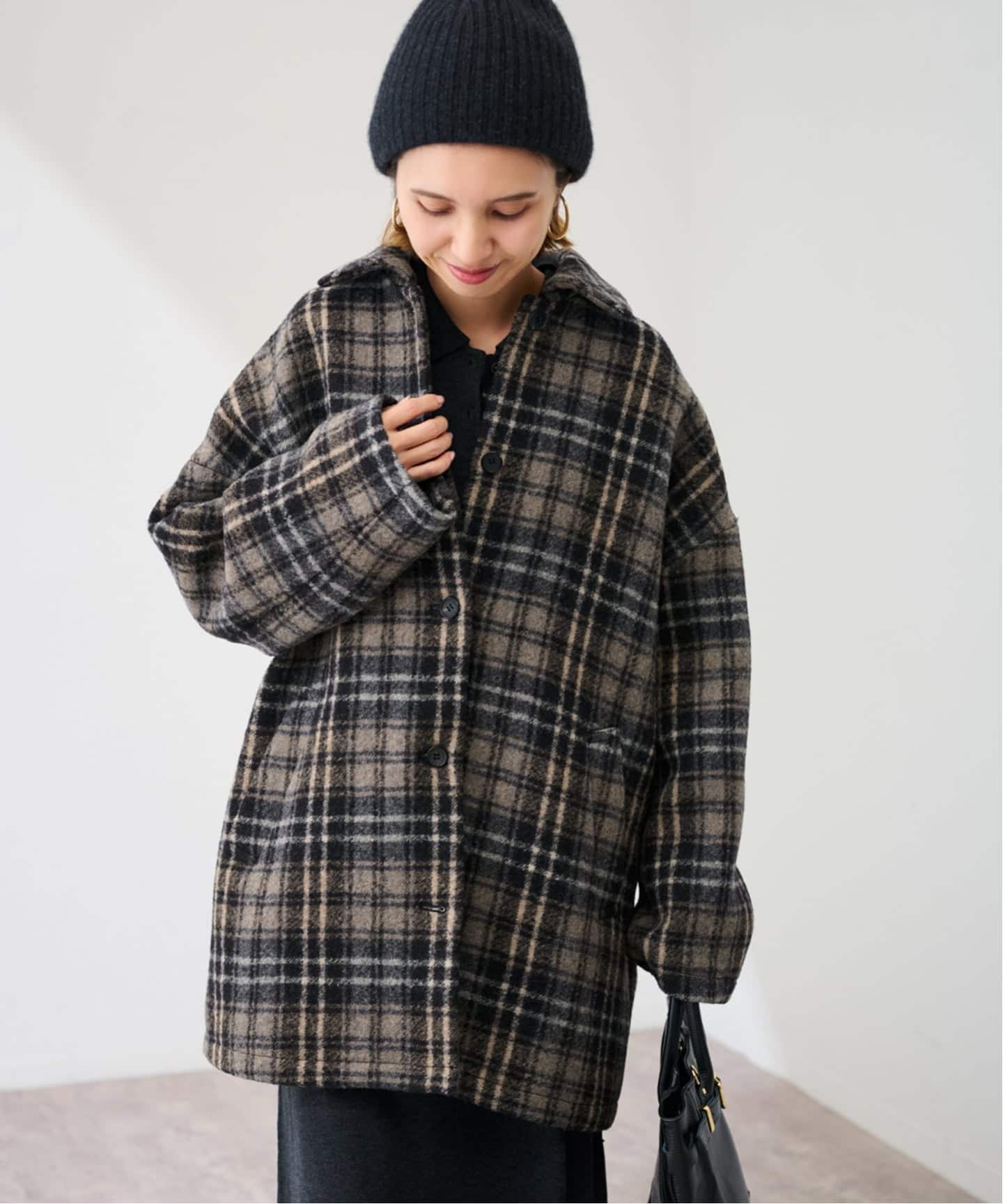 PRIMAチェックコート（ステンカラーコート）｜FRAMeWORK（フレーム