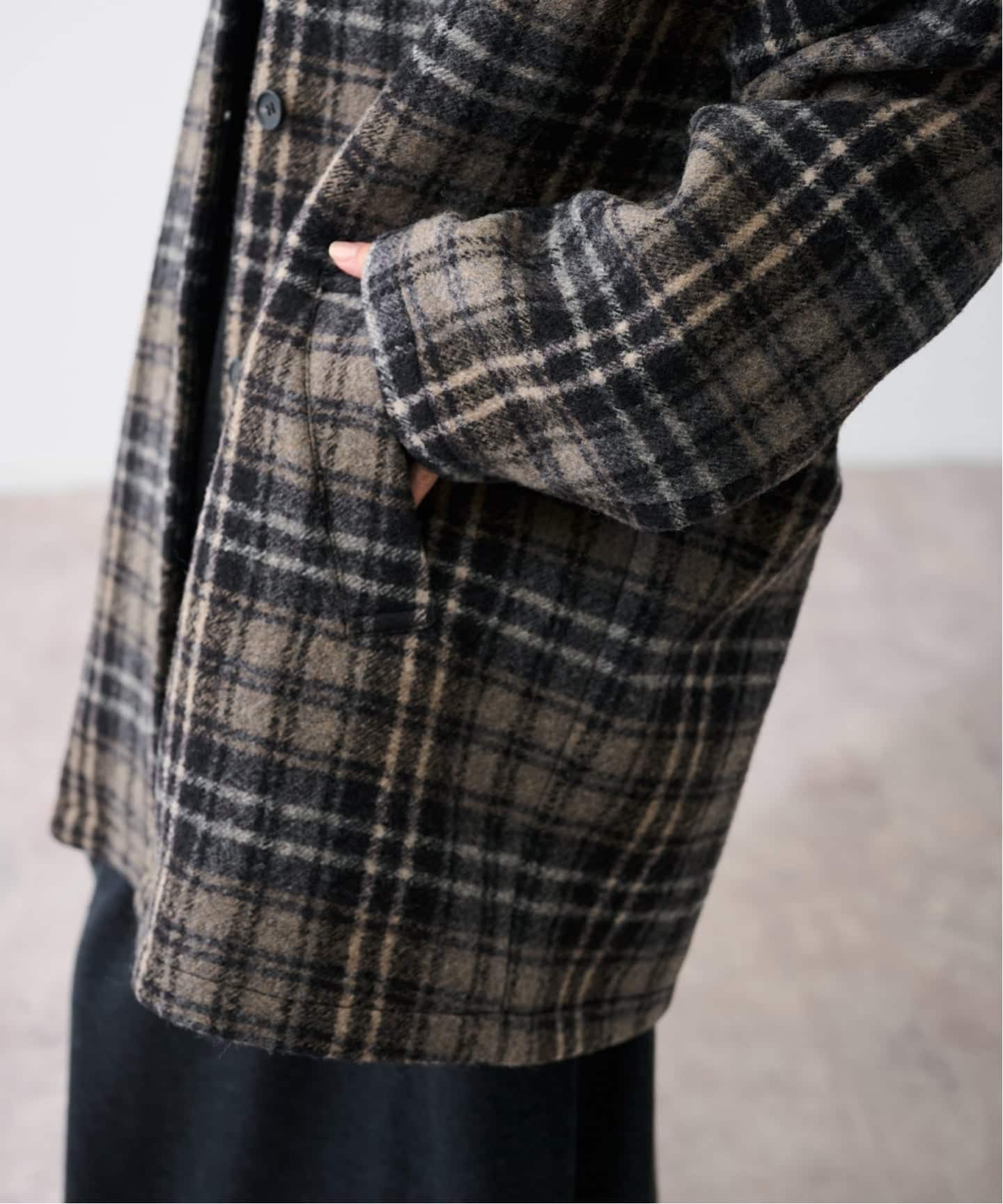 PRIMAチェックコート（ステンカラーコート）｜FRAMeWORK（フレーム