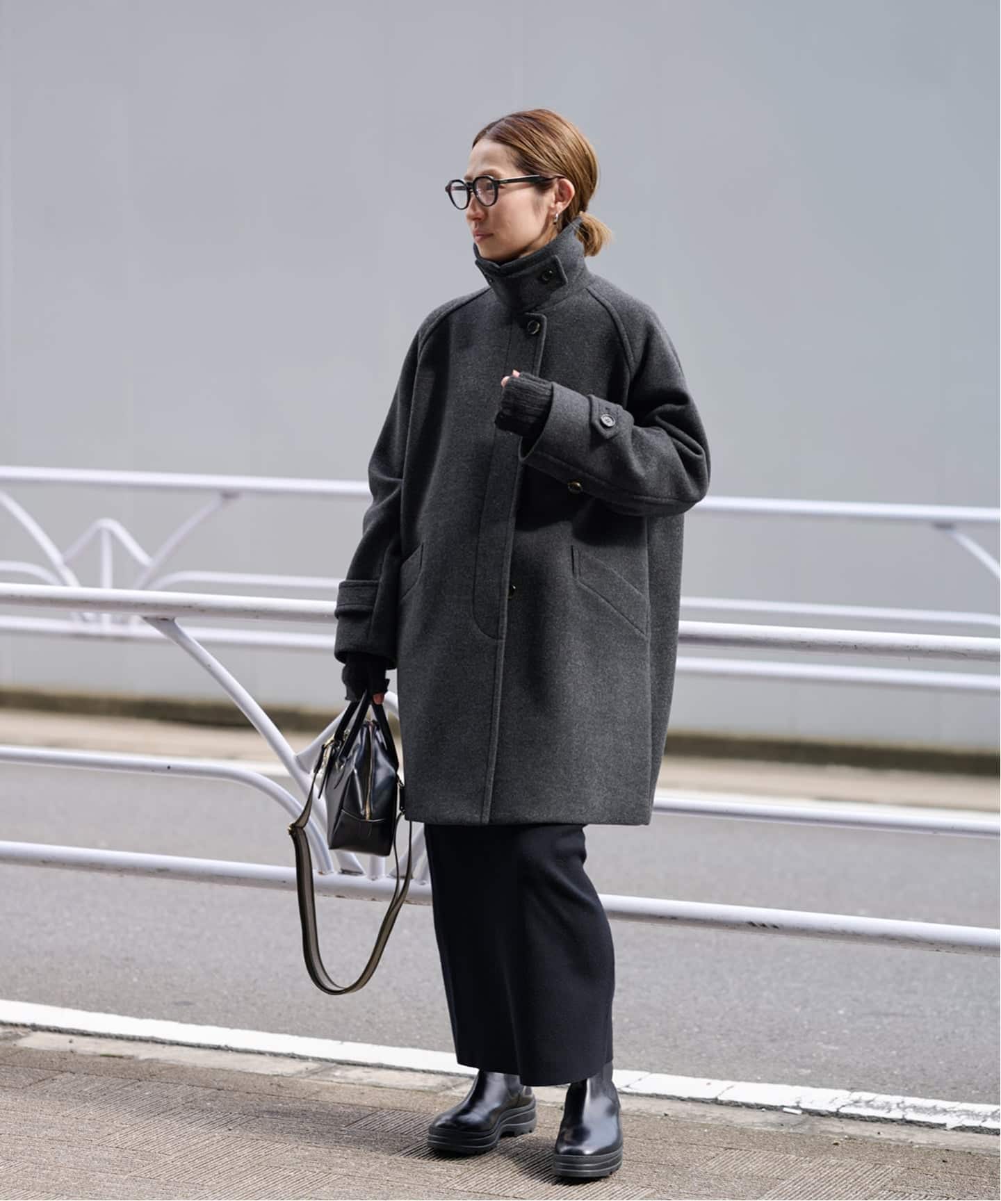 フレームワーク　ラムウールMIXシャルムバルカラーコート　クロ　38 ≪WEB先行 / 追加≫ラムウールMIXシャルムバルカラーコート