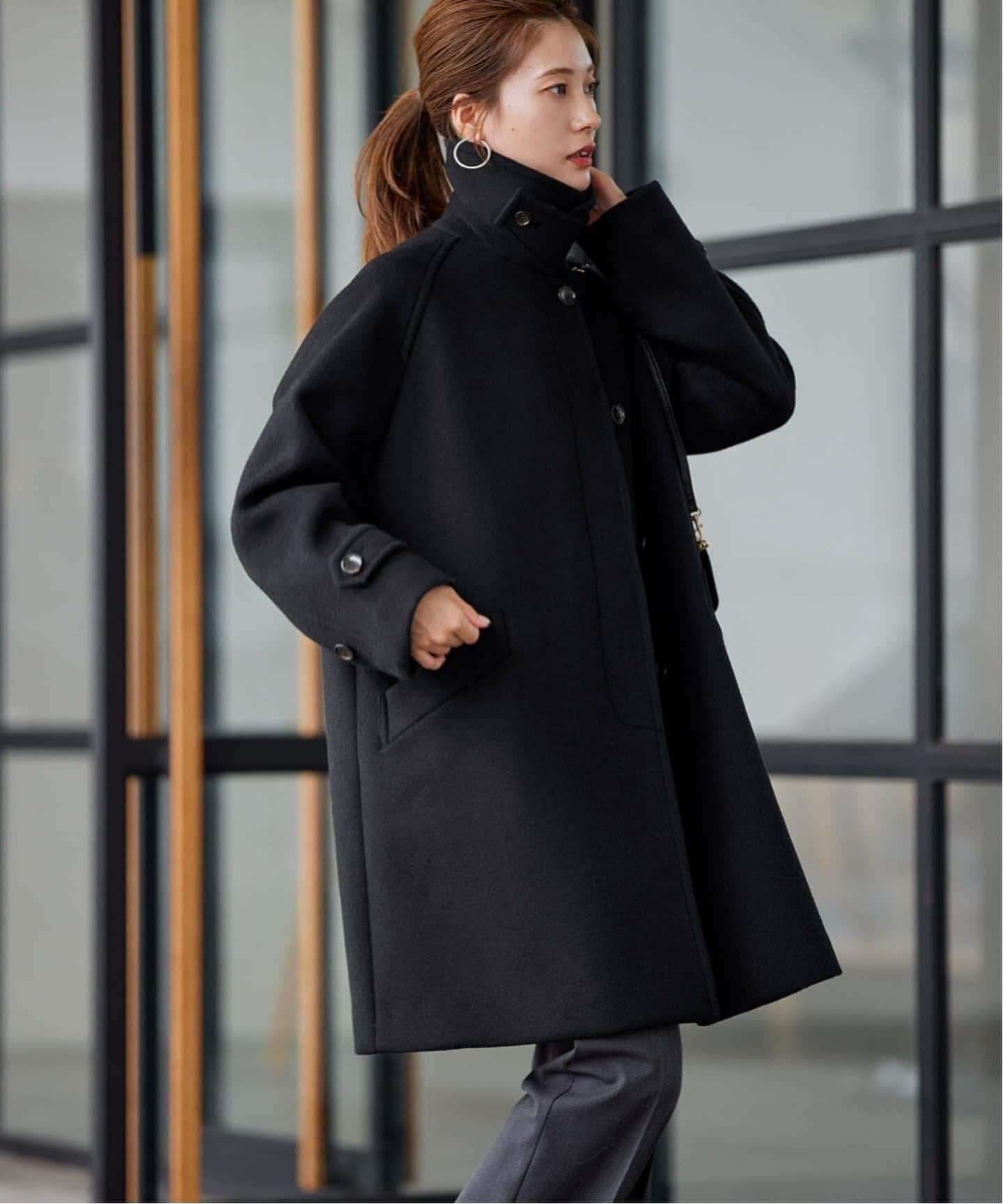 FRAMeWORK ラムウールMIXシャルムバルカラーコート　グレー　新品未使用 FRAMeWORK ステンカラーコート コート 「WEB先行 / 追加