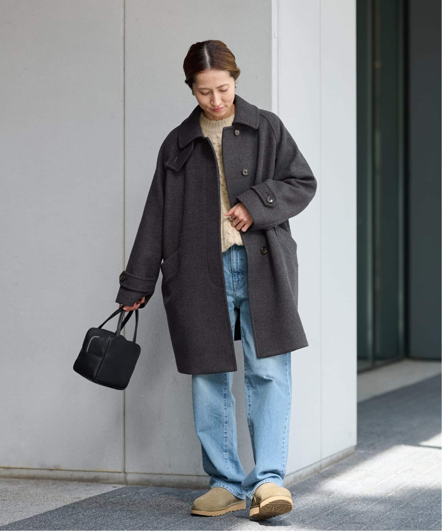 美品◇FRAMeWORK ラムウールMIXシャルムバルカラーコート　グレー フレームワーク FRAMeWORK ≪WEB先行 / 追加予約≫ラムウールMIX