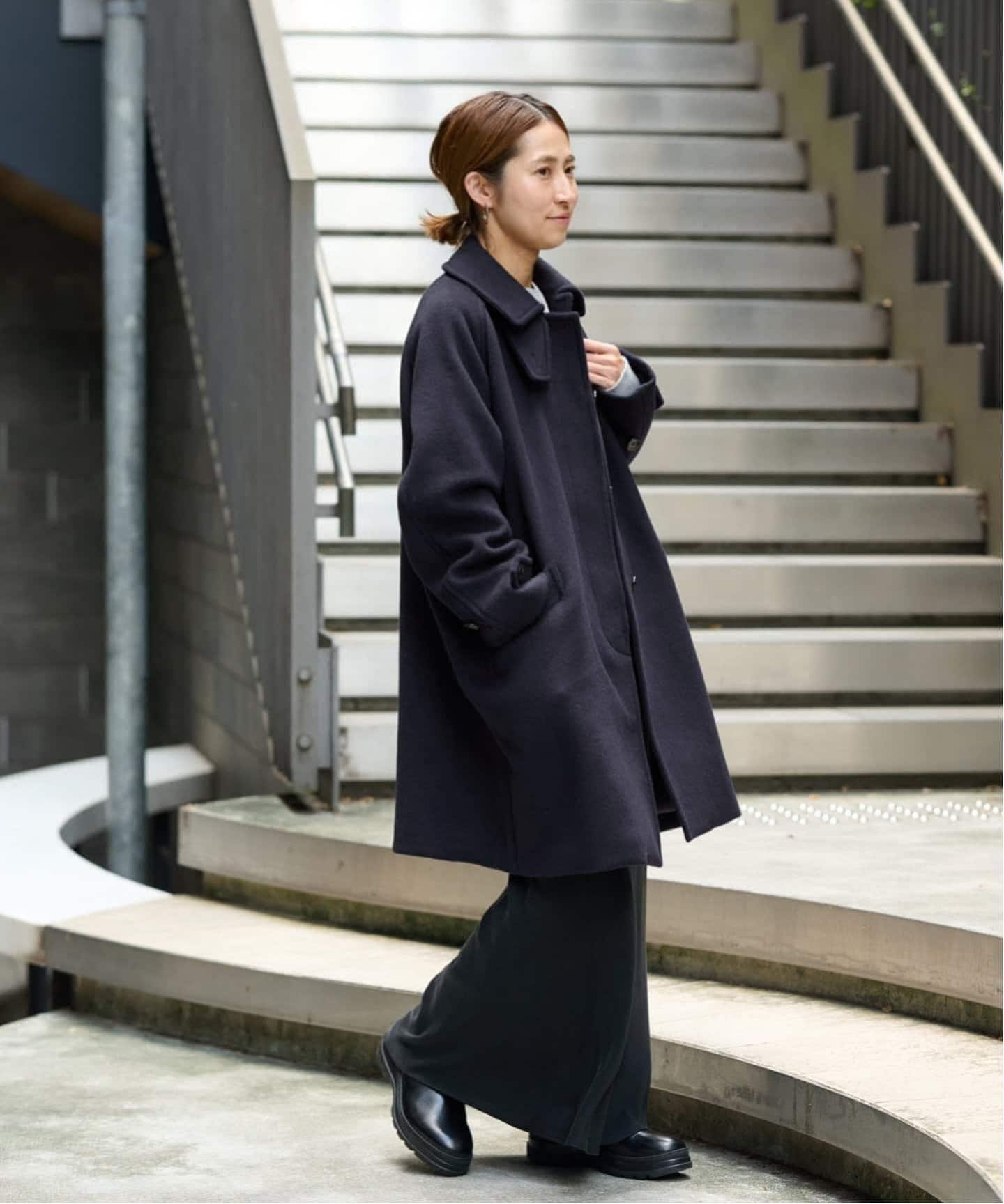 フレームワーク　ラムウールMIXシャルムバルカラーコート　クロ　38 ≪追加≫ラムウールMIXシャルムバルカラーコート 4（ステンカラー