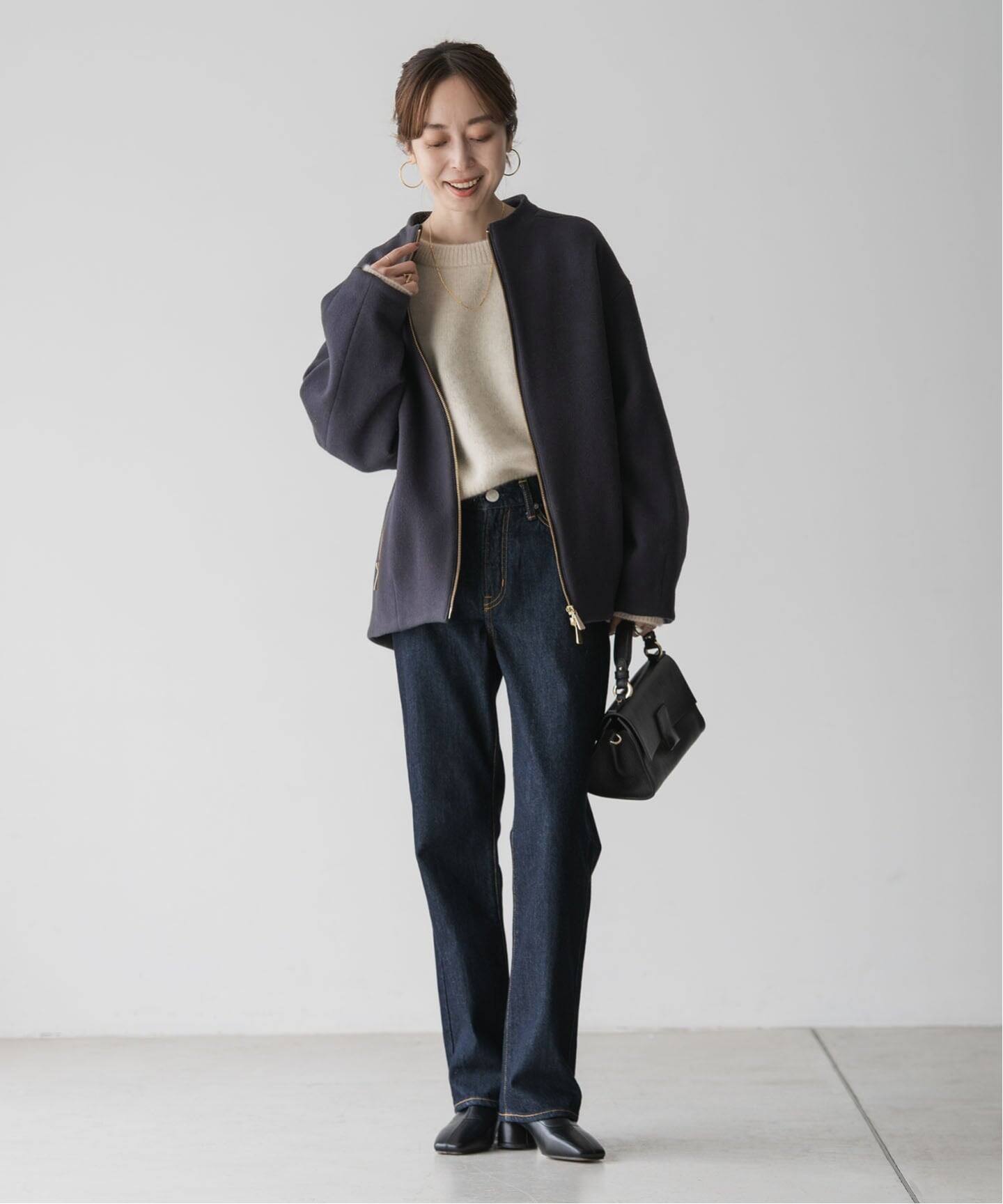 MTRレイズドネックジップコート（ノーカラーコート）｜NOBLE（ノーブル