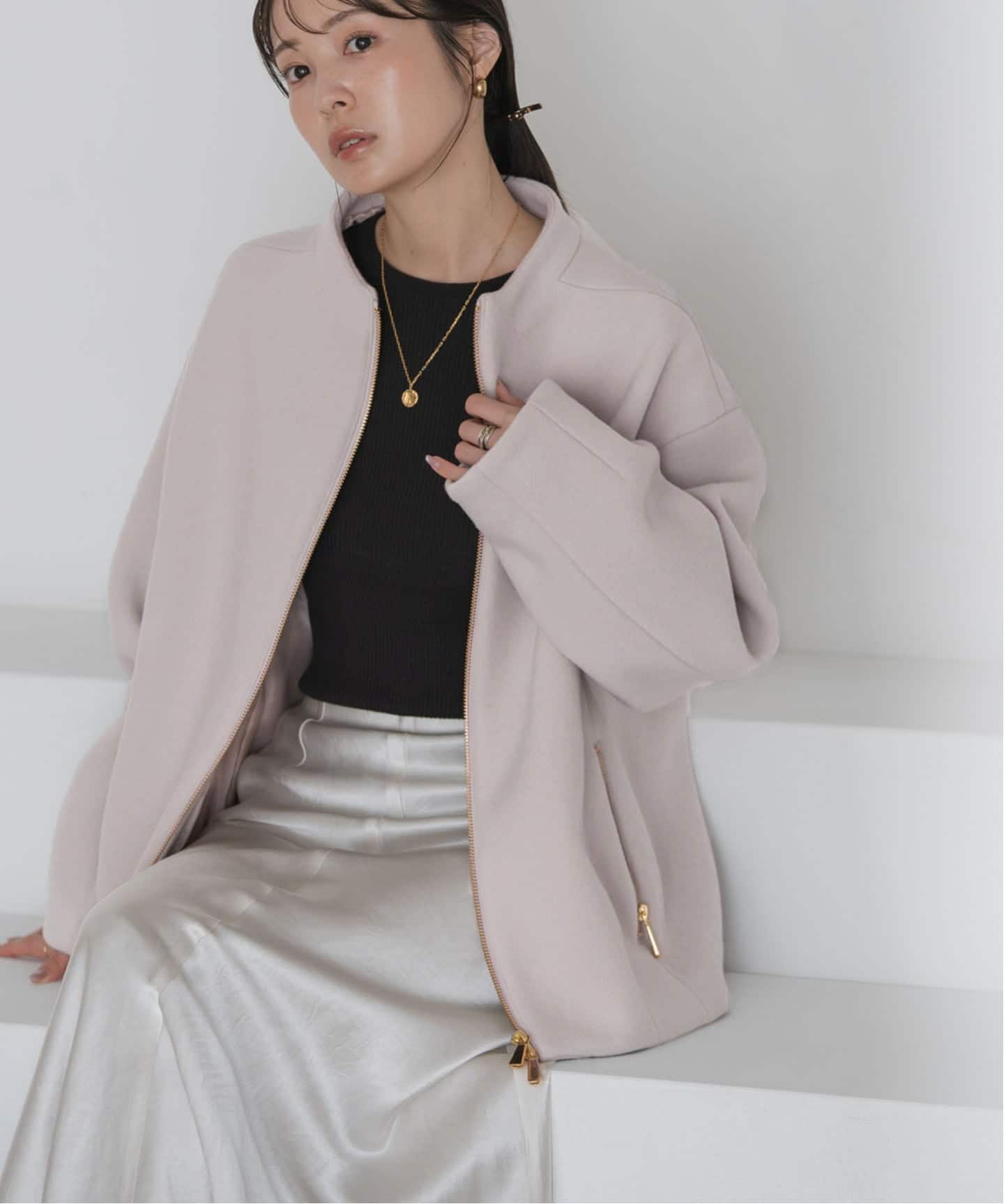 MTRレイズドネックジップコート（ノーカラーコート）｜NOBLE（ノーブル