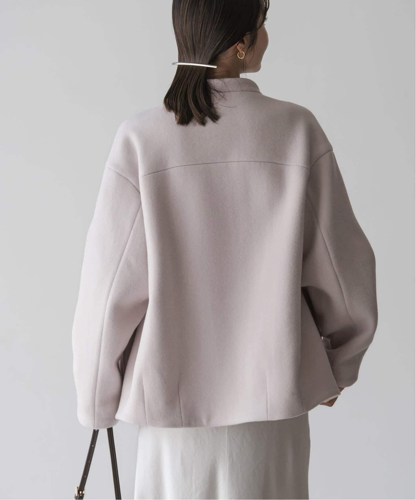 ノーブル　MTRカラーレスジップショートコート　ネイビー 週末価格！noble MTRカラーレスジップショートコート ネイビー