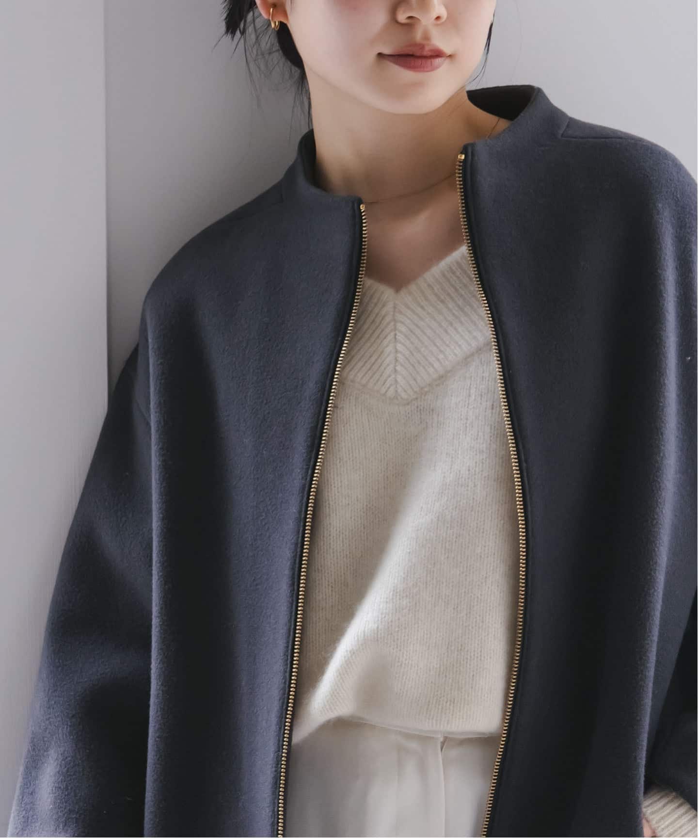 NOBLE 新品未使用　2025 レイズドネックジップ コート　ノーブル 追加》MTRレイズドネックジップコート（ノーカラーコート）｜NOBLE