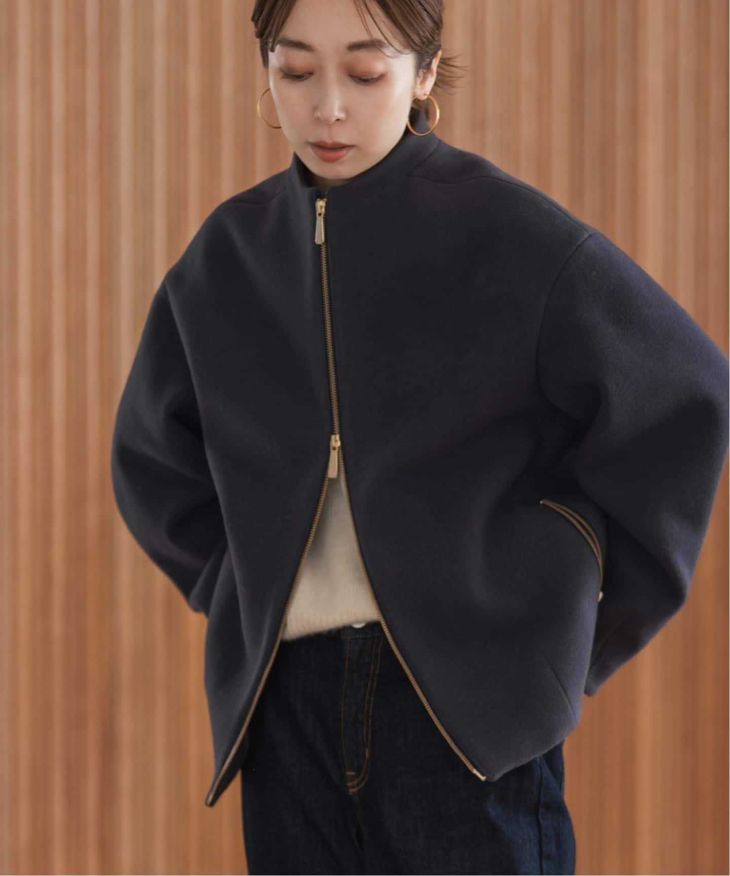 追加》MTRレイズドネックジップコート（ノーカラーコート）｜NOBLE