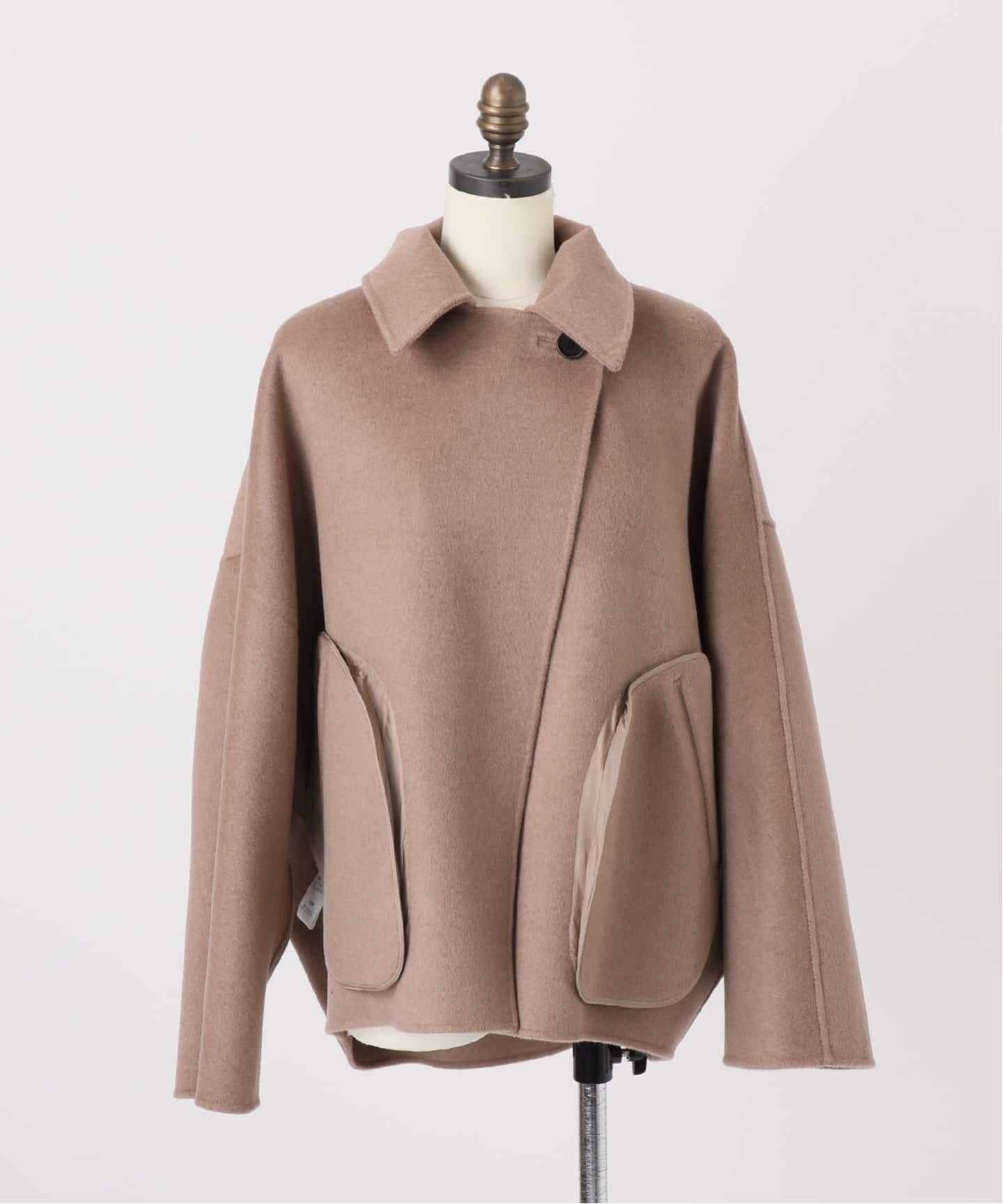 【新品未使用✨】ベイジ ノーカラーコート ドルマンスリーブ ウォッシャブル 4 LEON 12月号掲載】【HIGH GRADE LINE】ウールトリプルパイル