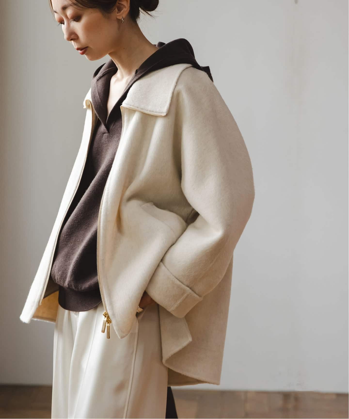 ノーブル キャメルミックスリバージップコート 38 追加》キャメルミックスリバージップコート（その他ブルゾン／アウター