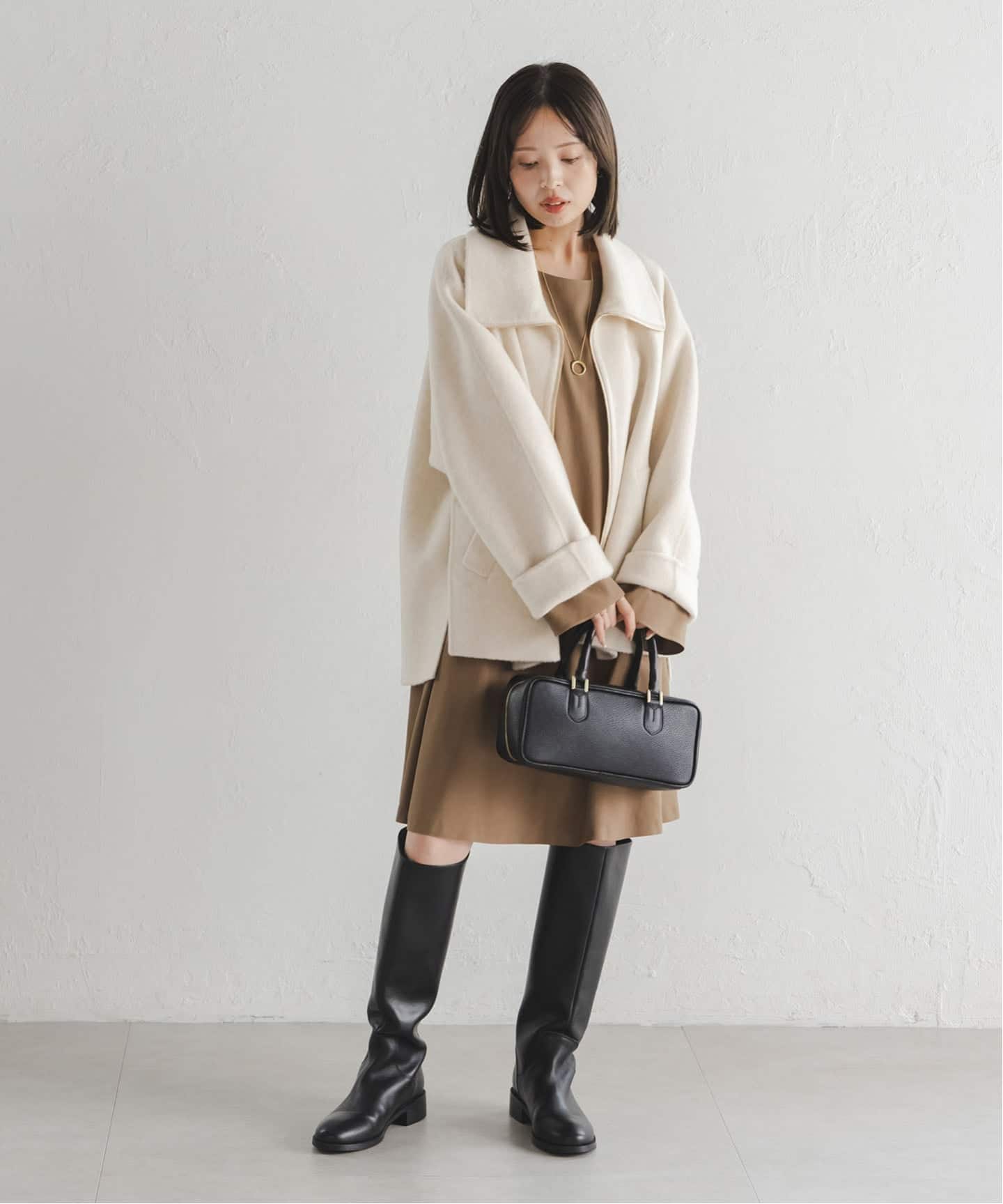 ◆タグ付き新品◆Noble キャメルミックスリバージップコート 追加》キャメルミックスリバージップコート（その他ブルゾン／アウター