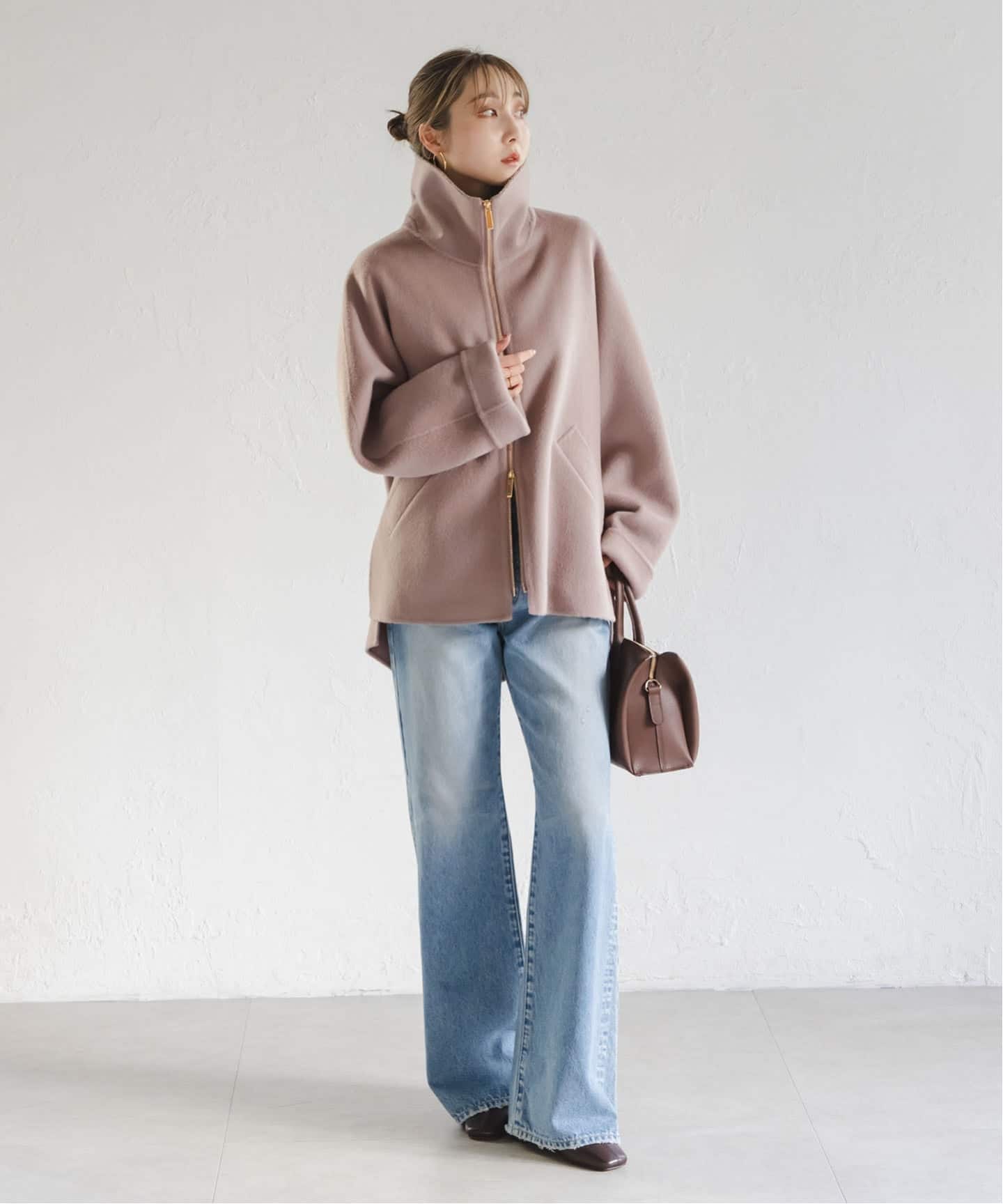 【新品未使用】NOBLE キャメルミックスリバージップコート ブラウン 36 追加》キャメルミックスリバージップコート（その他ブルゾン／アウター