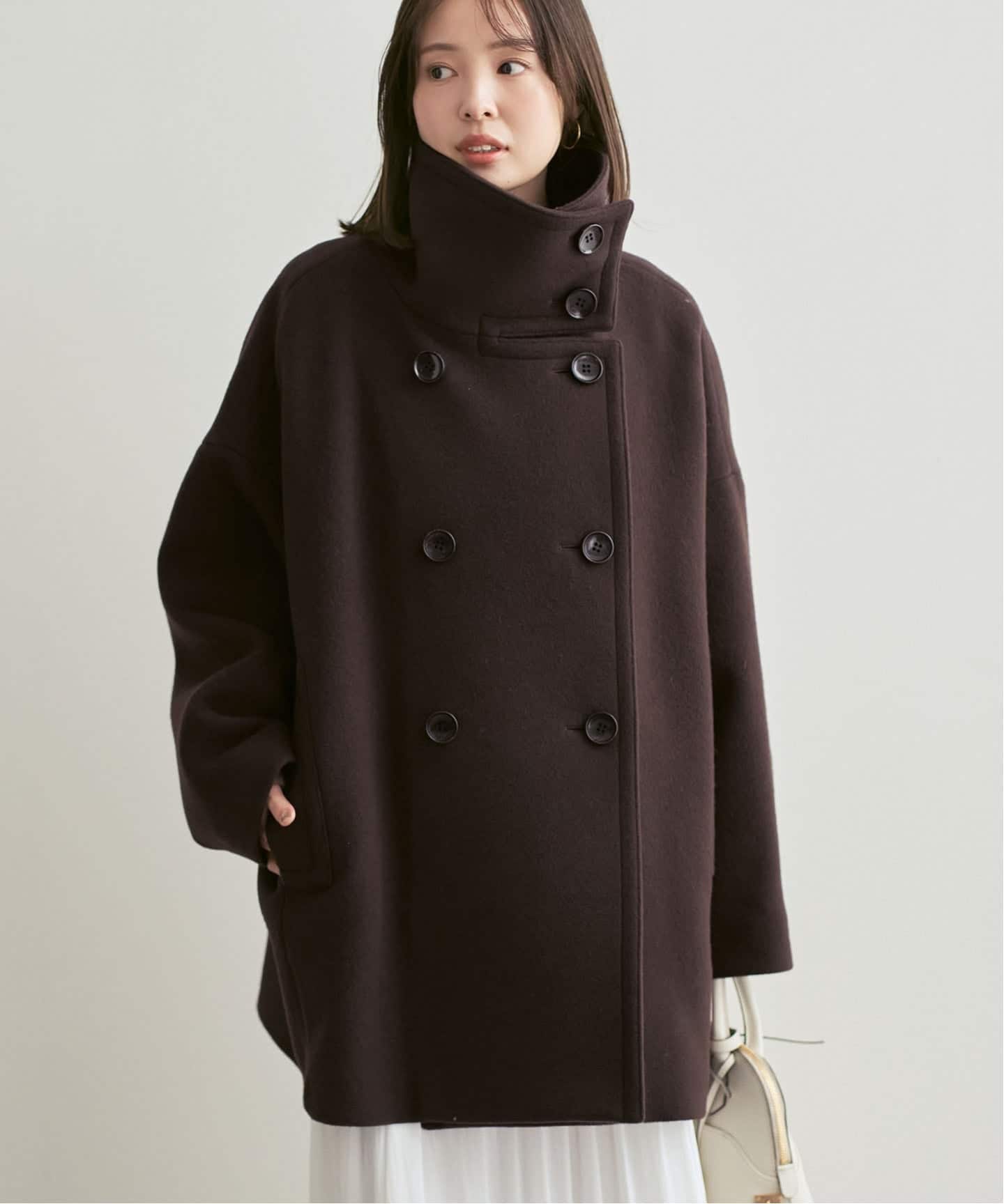 NOBLE スタンドカラーオーバーコート（ブラック） 追加・WEB限定カラー》スタンドカラーオーバーコート（その他ブルゾン