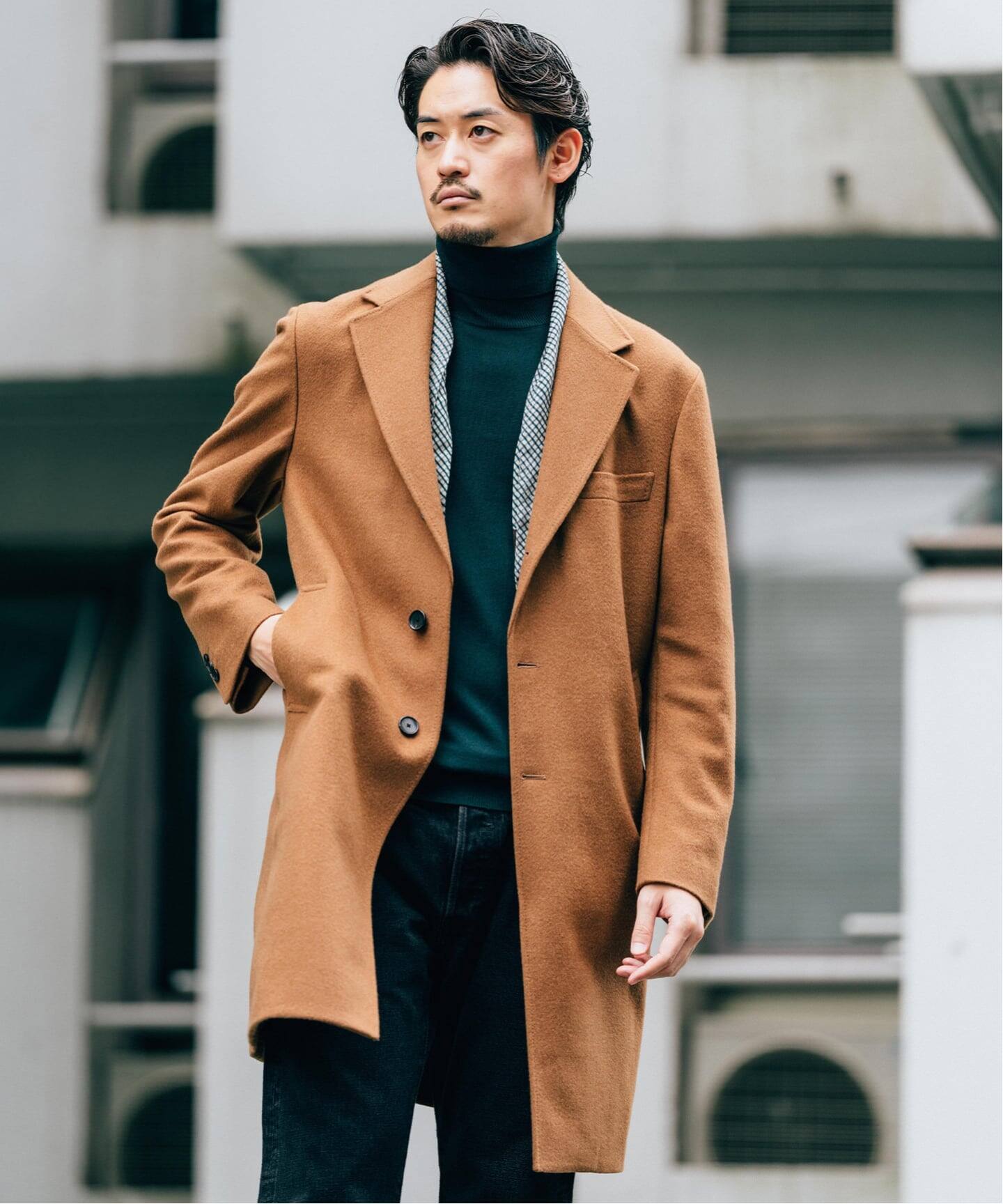 SUPER 140's ウール / カシミヤ チェスターコート（チェスター