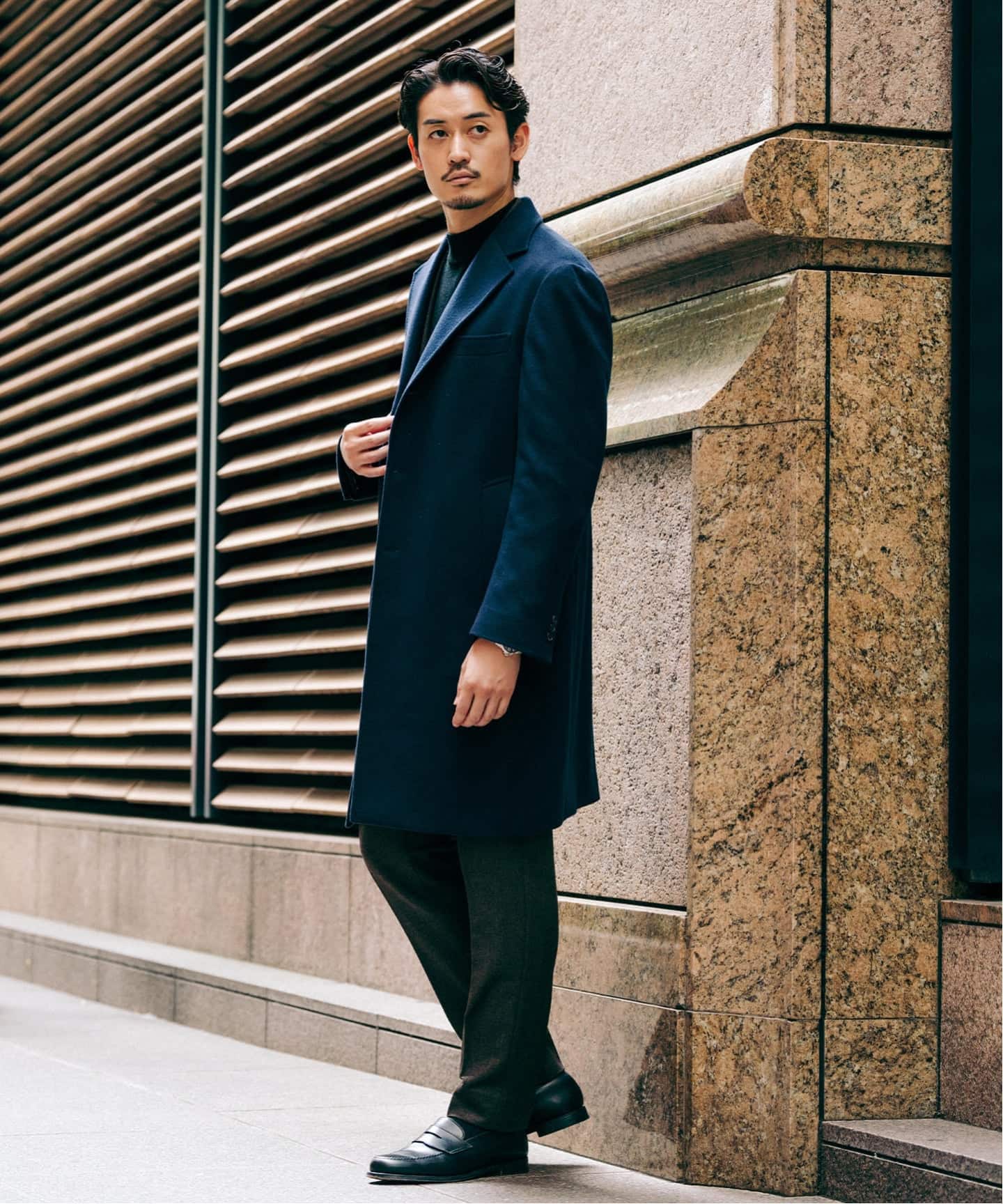 EDIFICE カシミヤ混 SUPER140's ウール チェスターコート 光沢 SUPER 140's ウール / カシミヤ チェスターコート（チェスター