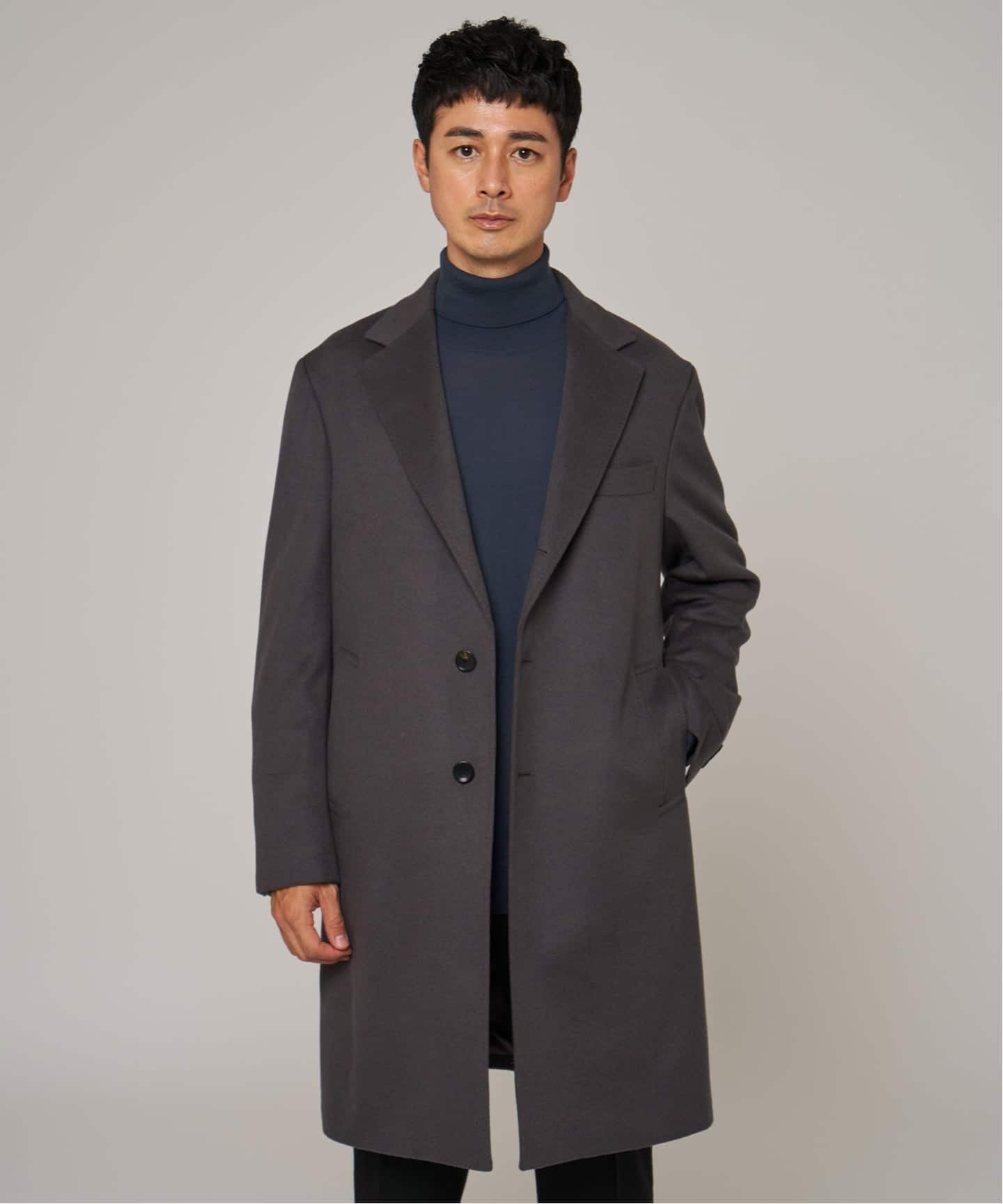 定価約6万円 美品 エディフィス カシミア混 チェスターコート ウール EDIFICE チェスターコート コート SUPER 140's ウール / カシミヤ