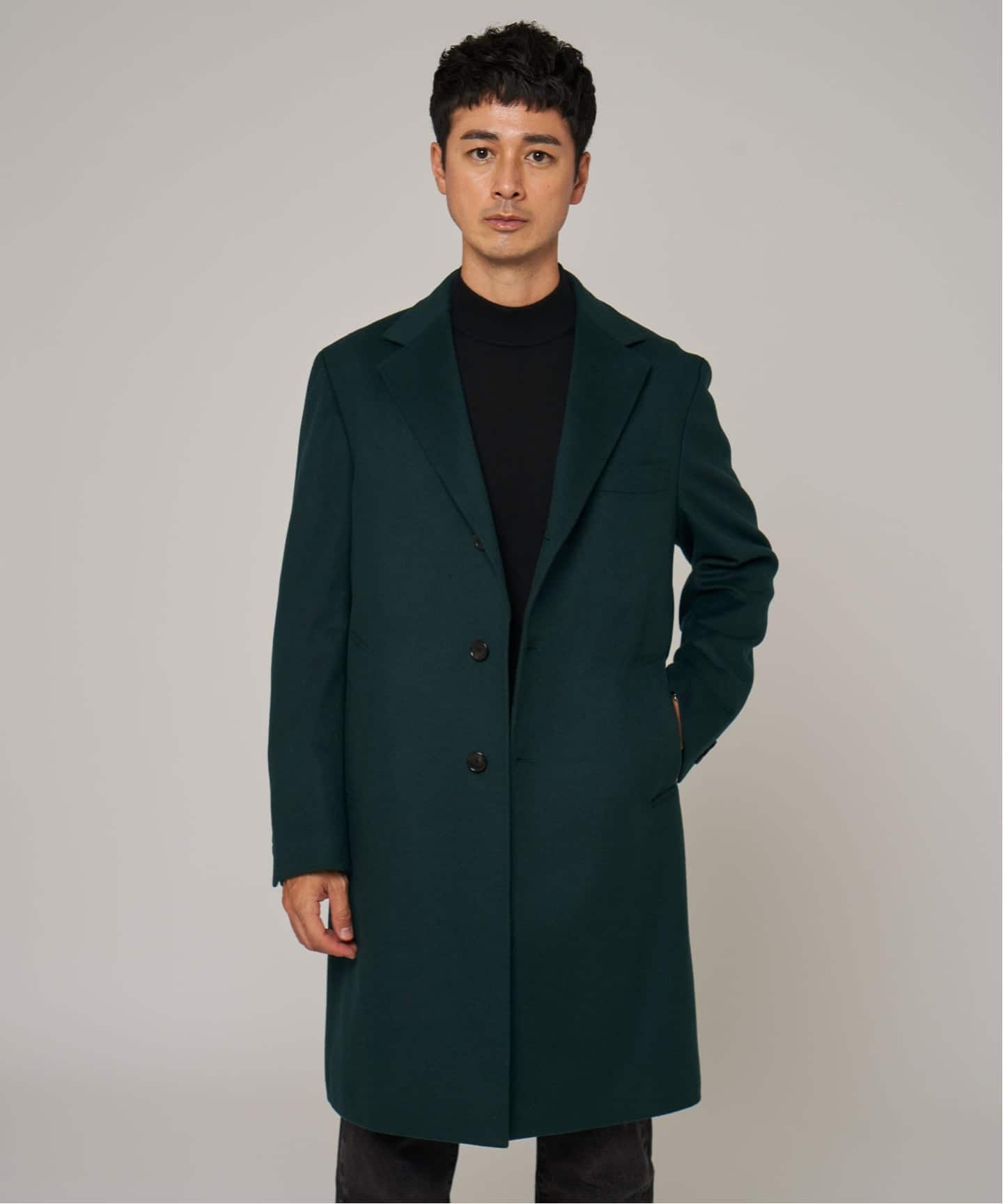 SUPER 140's ウール / カシミヤ チェスターコート（チェスターコート