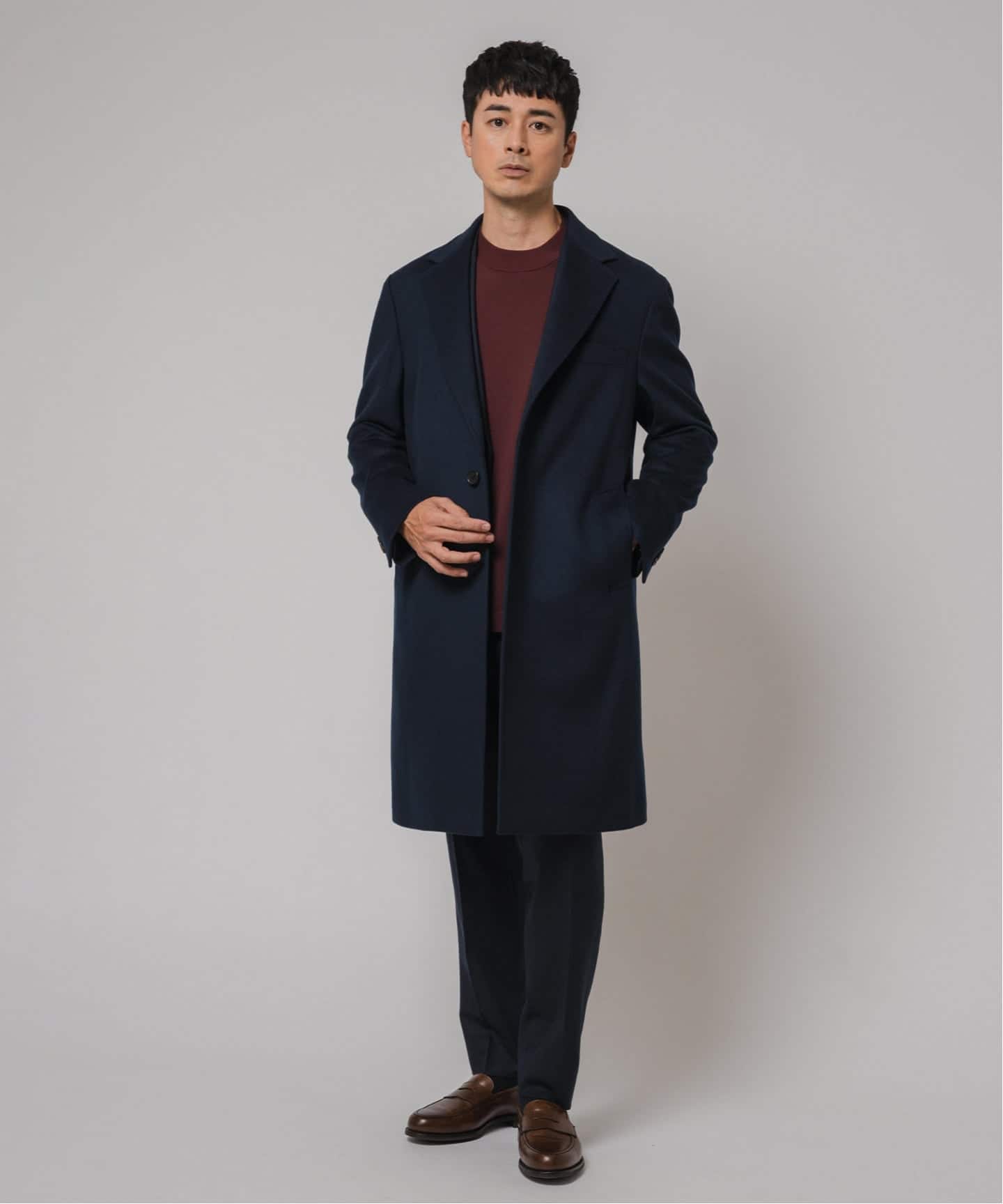 未使用級美品 140'S エディフィス チェスターコート 現行近年モデル SUPER 140's ウール / カシミヤ チェスターコート（チェスター