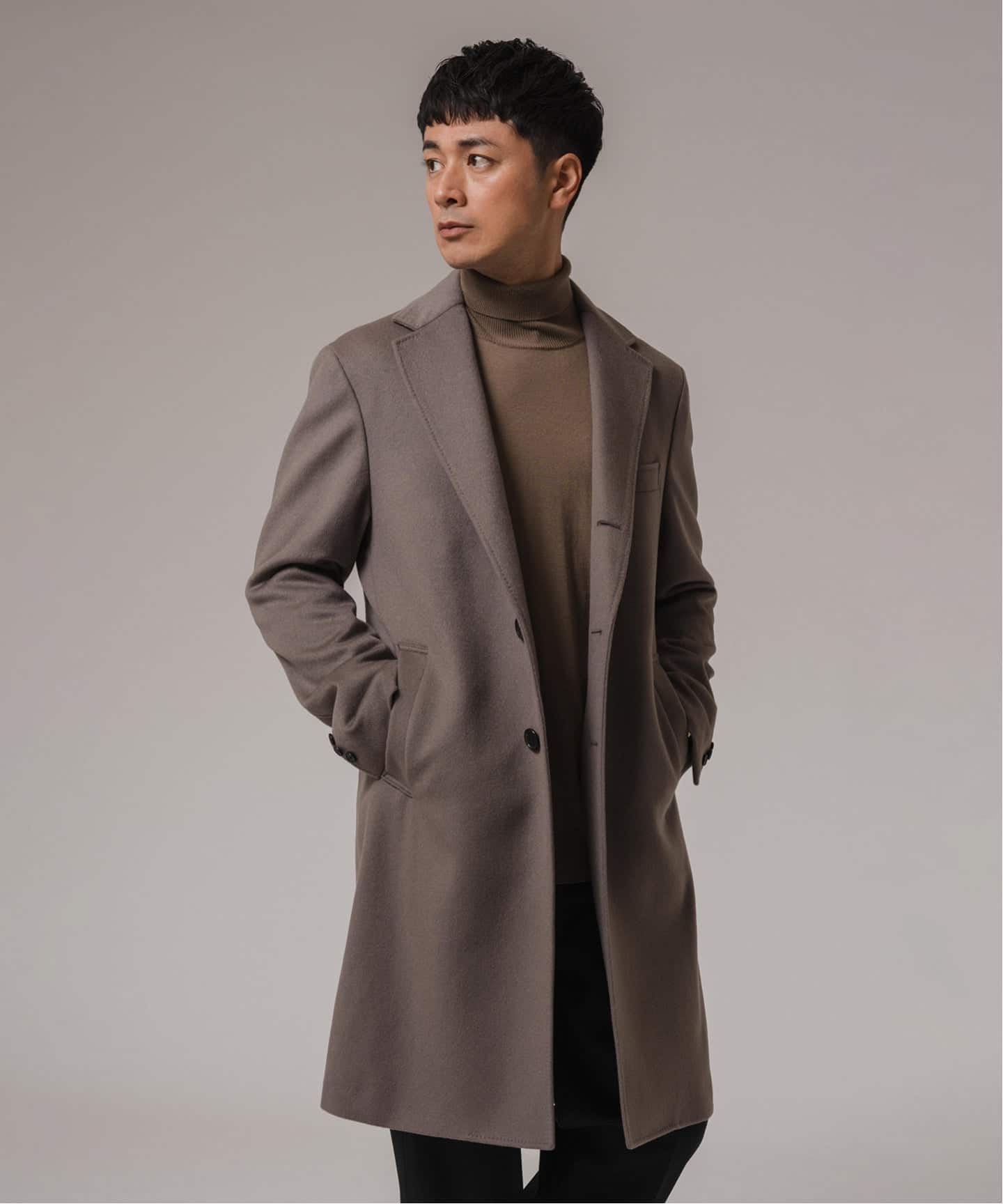 EDIFICE 140S ウールカシミア チェスターコート 44 エディフィス 追加》SUPER 140's ウール / カシミヤ チェスターコート（チェスター