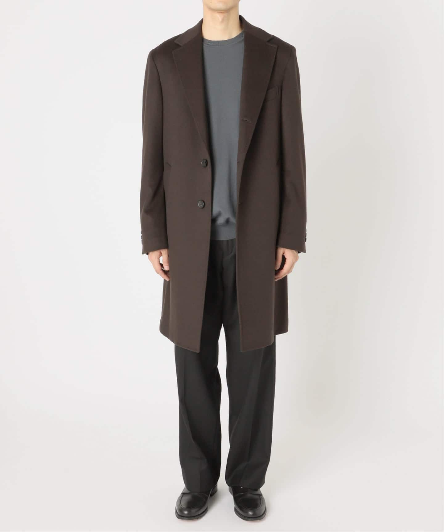 極美品　EDIFICE エディフィス　カシミヤ混　チェスターコート　ロング 追加》SUPER 140's ウール / カシミヤ チェスターコート（チェスター