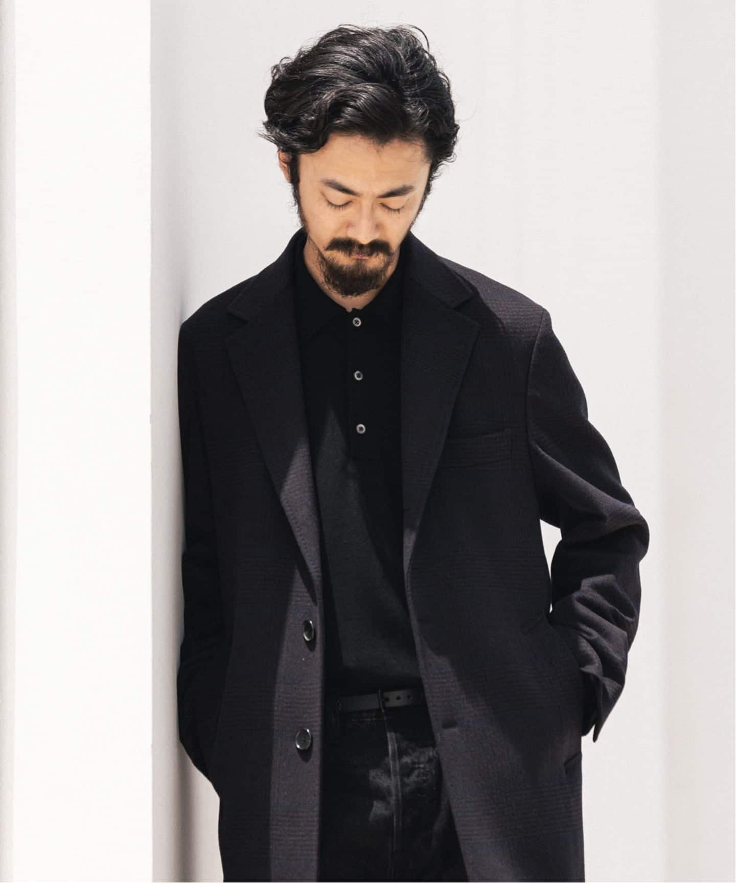 SUPER 140's ウール / カシミヤ チェスターコート(チェック