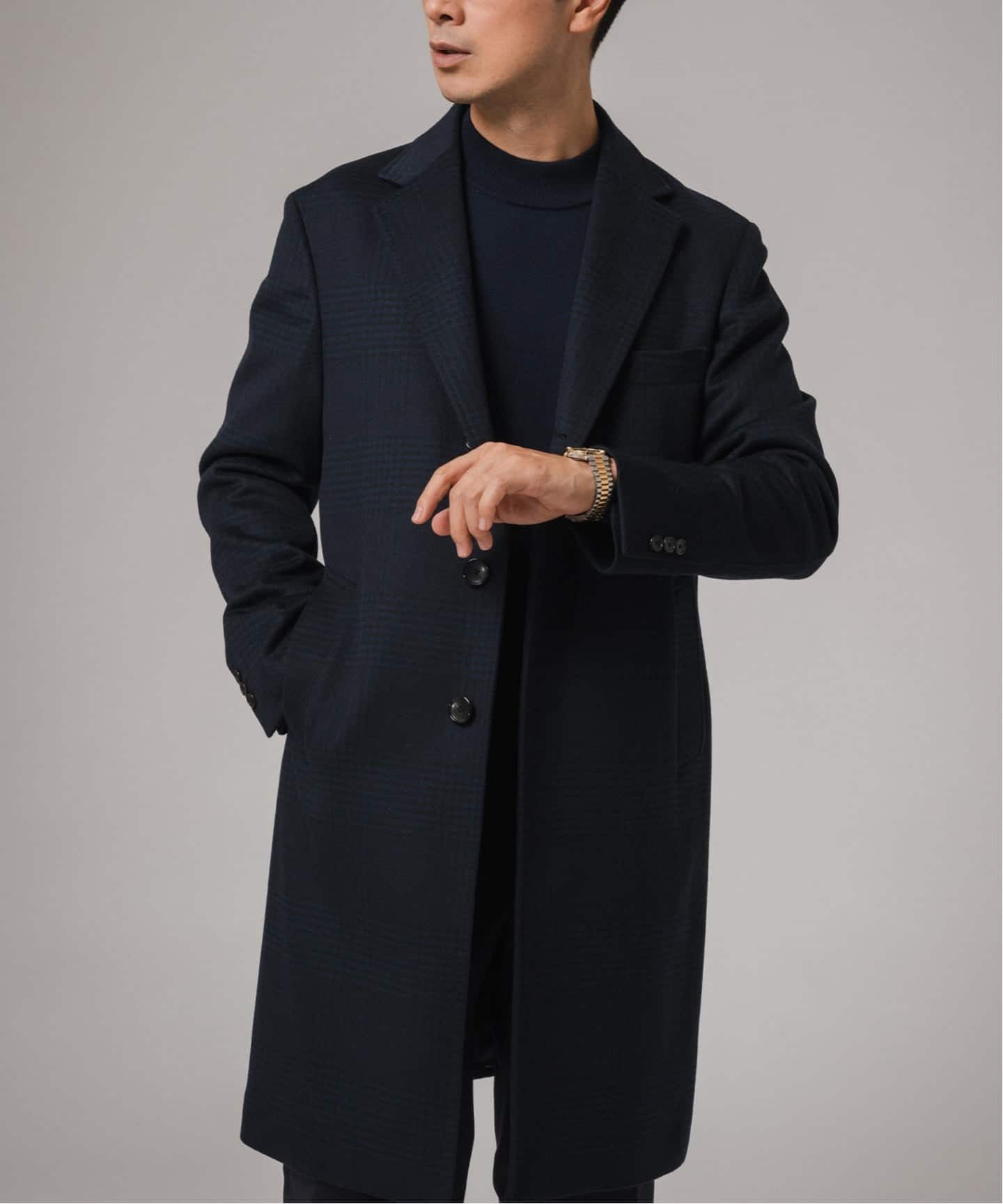 予約》SUPER 140's ウール / カシミヤ チェスターコート