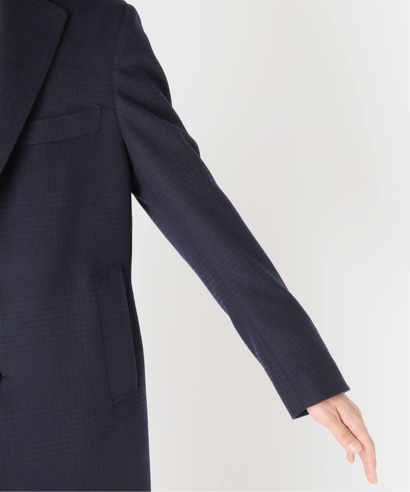 予約》SUPER 140's ウール / カシミヤ チェスターコート(チェック