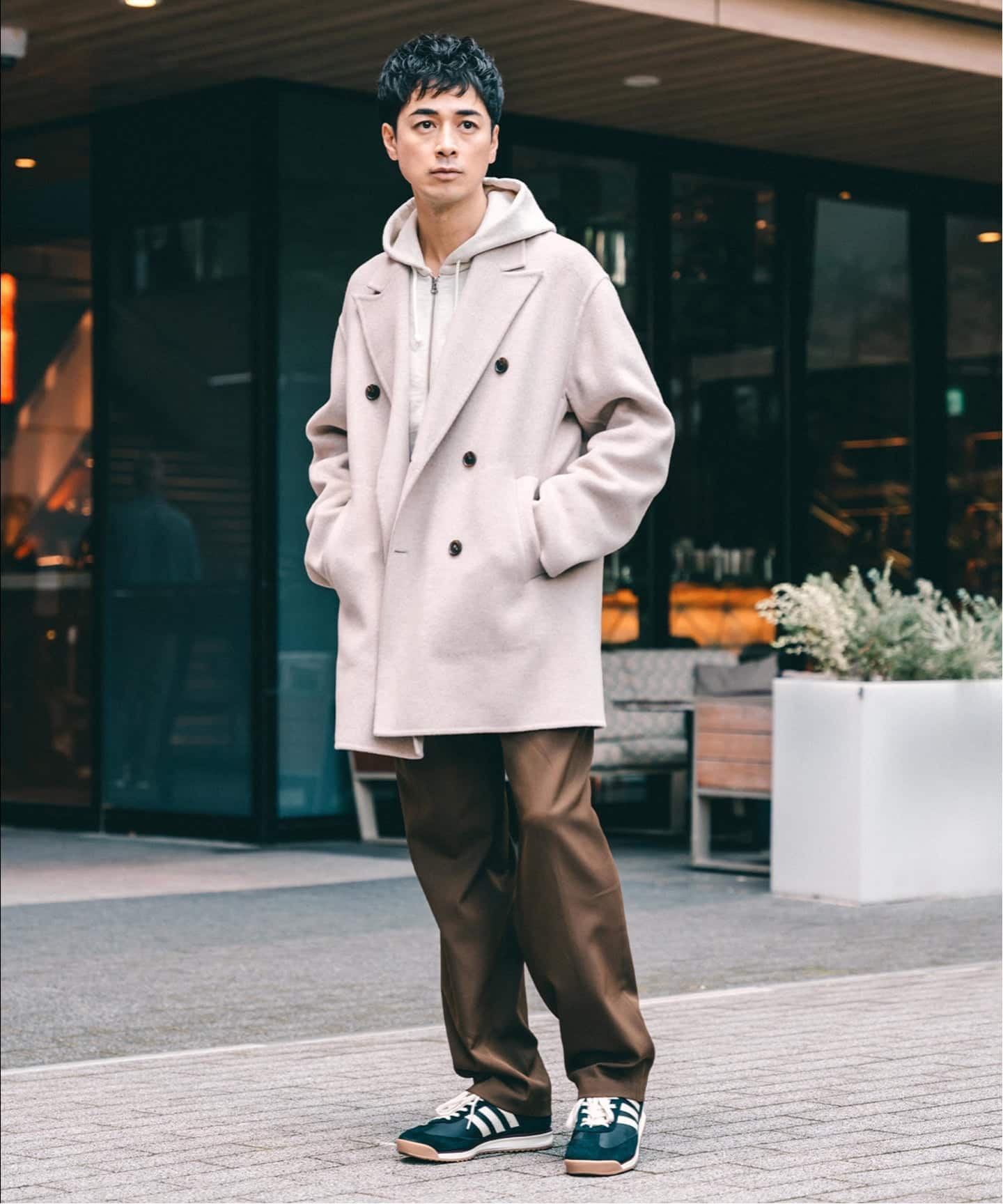 「EDIFICE」エディフィス ウール　カシミヤ　チェスターコート 予約》E. ウールカシミヤ Wフェイス コート（チェスターコート