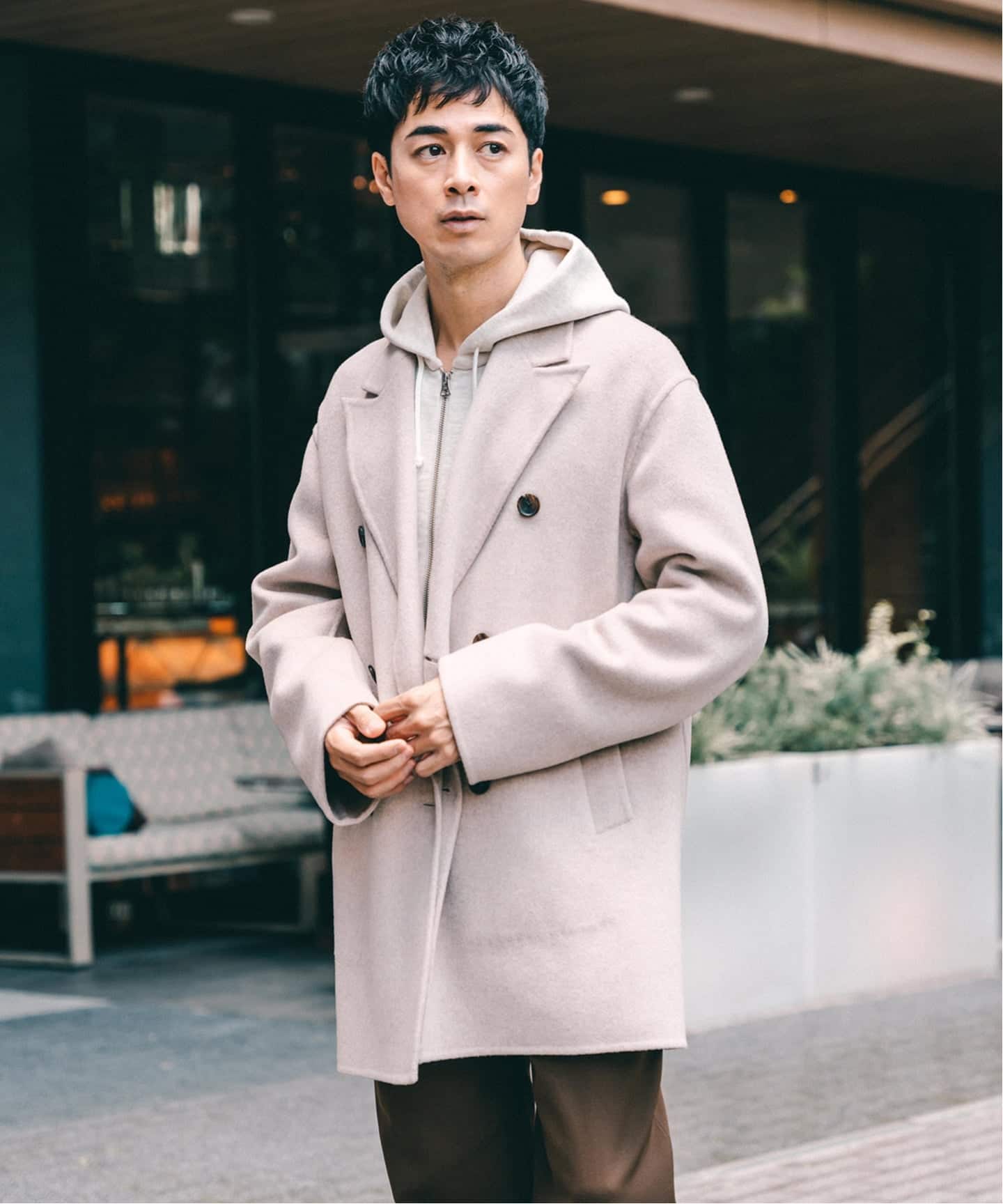 E. ウールカシミヤ Wフェイス コート（チェスターコート）｜EDIFICE