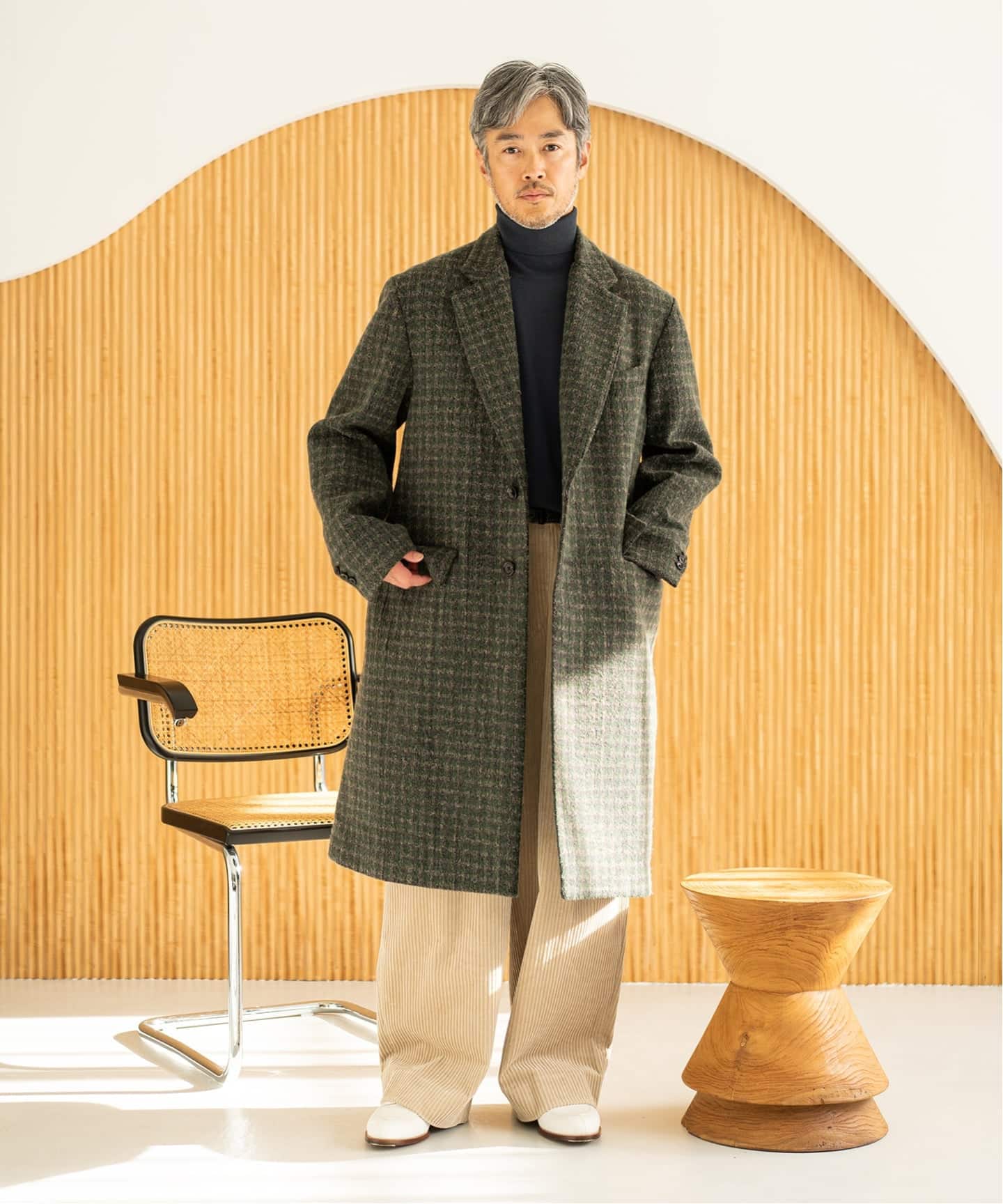 EDIFICE エディフィス　チェック　チェスターコート EDIFICE（エディフィス）｜メンズのチェスターコート一覧 - WEAR