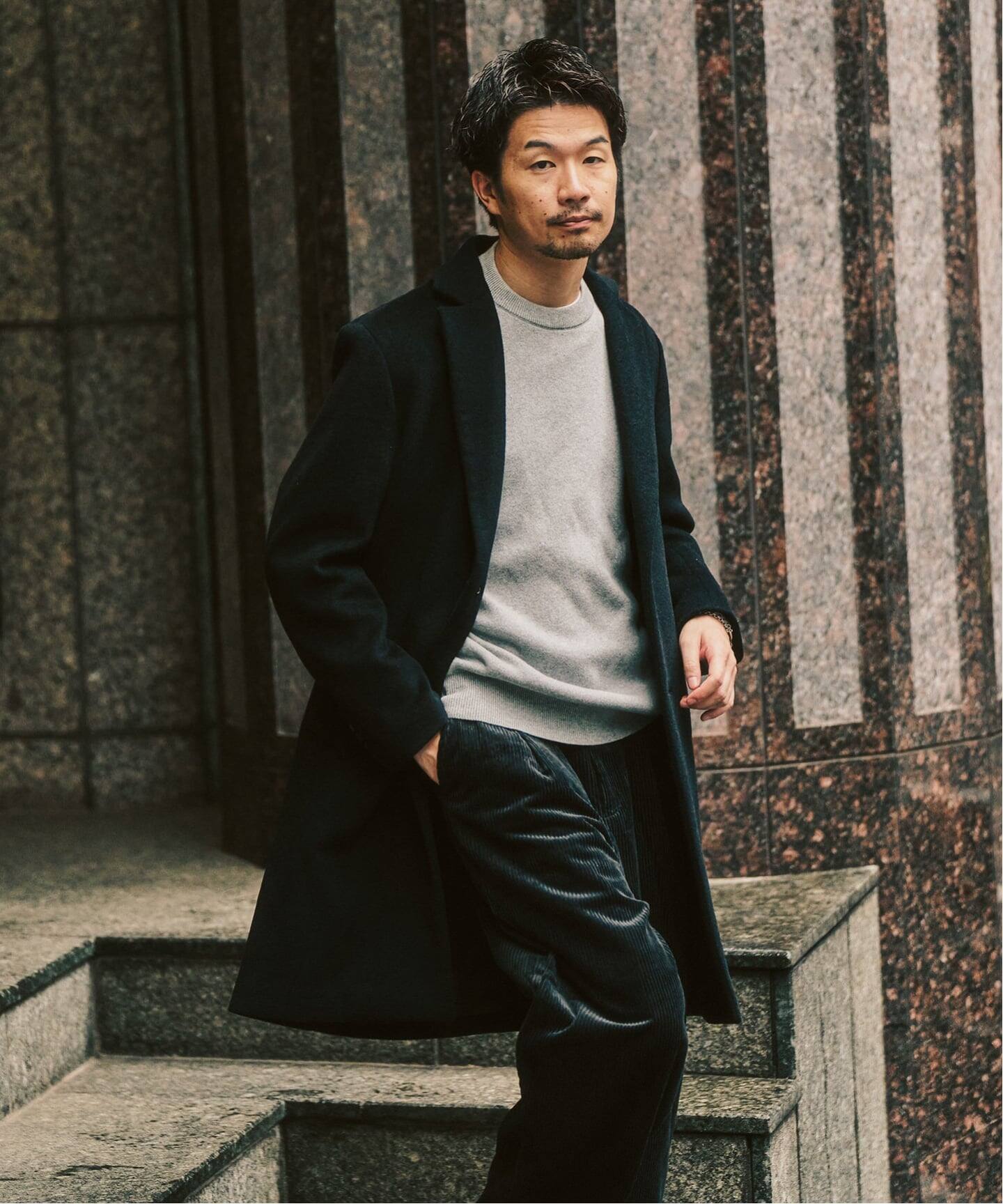 417 EDIFICE　メルトンスタンドカラーコート　ネイビー　ベイクルーズ 417 EDIFICE メルトンスタンドカラーコート ネイビー ベイクルーズ