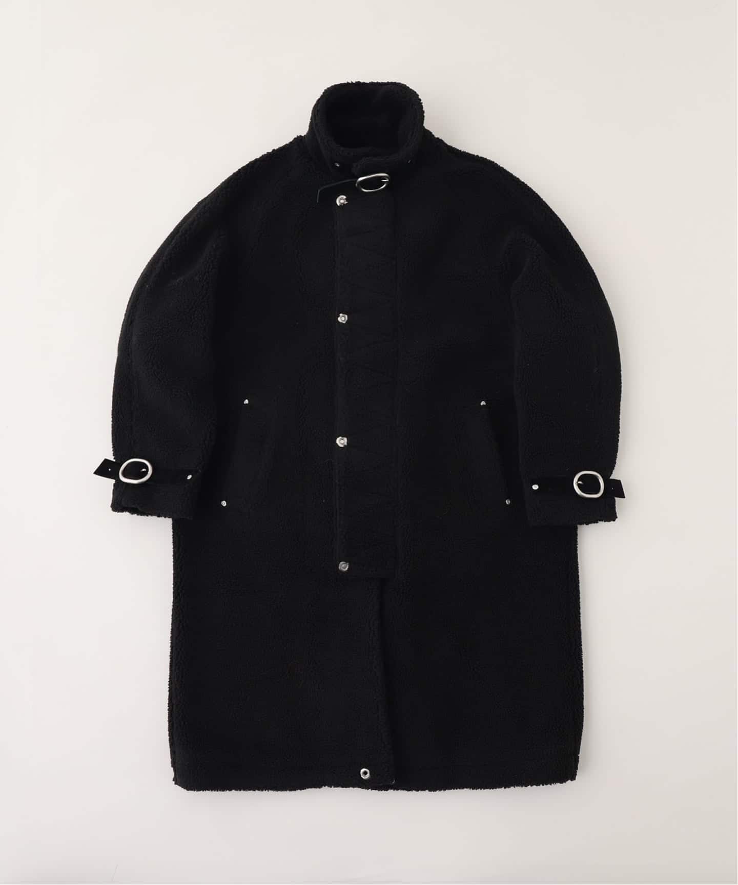 未使用✩レッキス✩黒✩ファーコート✩柔らかふかふか✩フラワーボタン✩太いお袖 FAF (FAKE AS FLOWERS) / フェイク アズ フラワーズ BOA 2WAY COAT