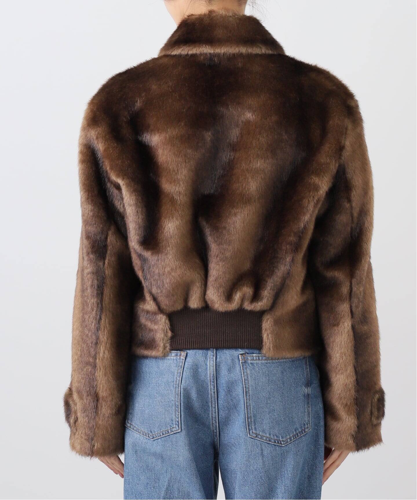 ジャケット・アウター openyy FAUX FUR TAB TOGGLE JACKET, BROWN Geek Office / ギークオフィス】OPEN YY Woven FAUX FUR TAB TOGGLE