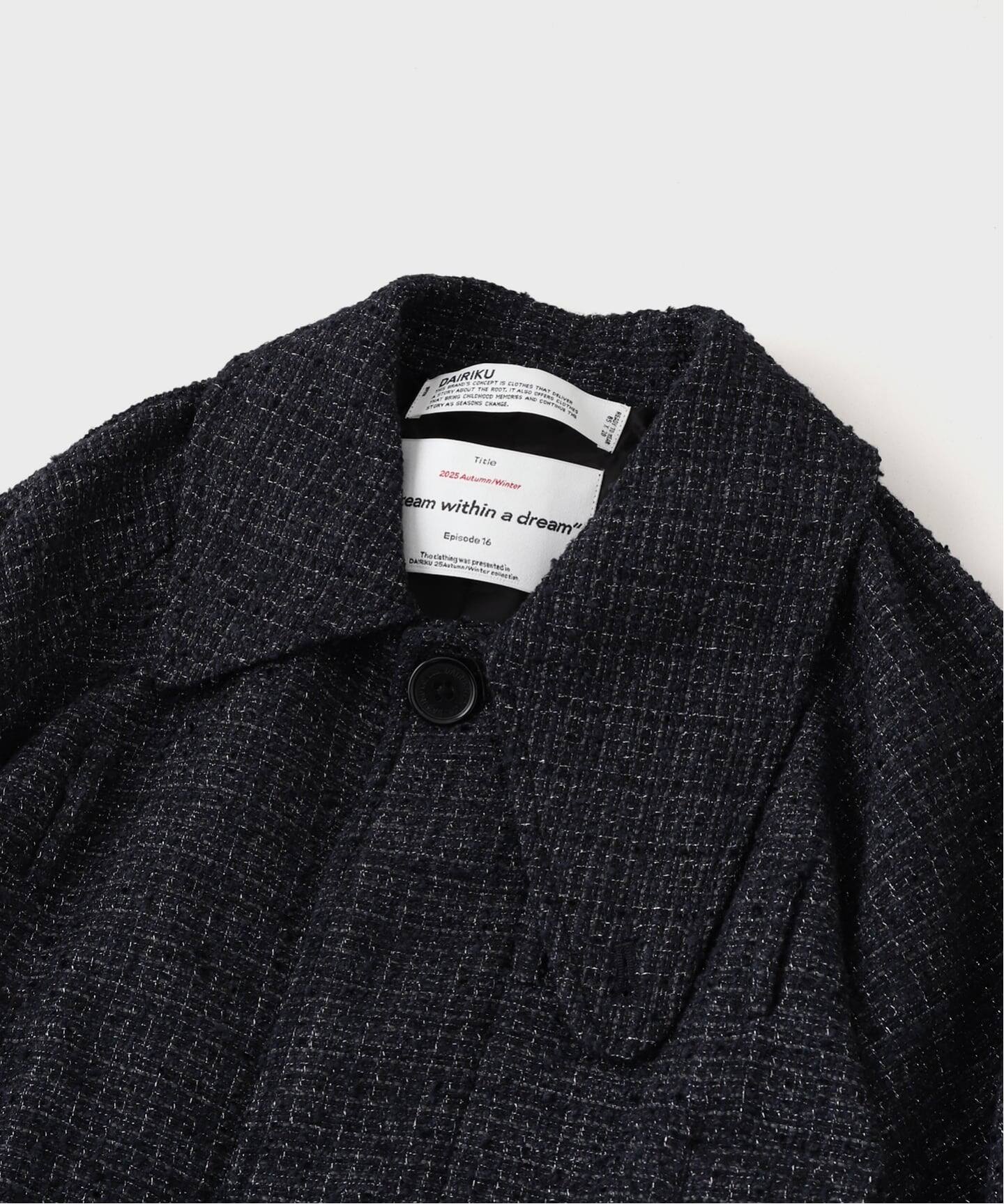 DAIRIKU / ダイリク Big-Sleeve Tucked Tweed Coat（ステンカラー
