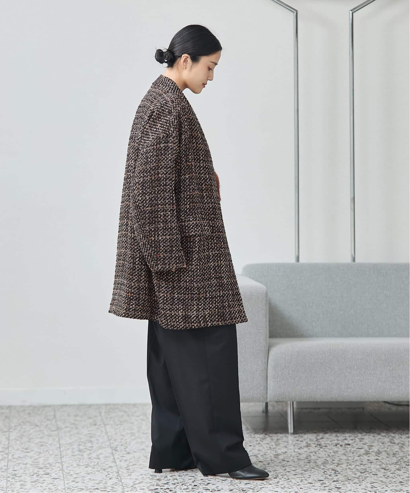 追加》SUPER140S/GIOLICA コクーンコート（ノーカラーコート