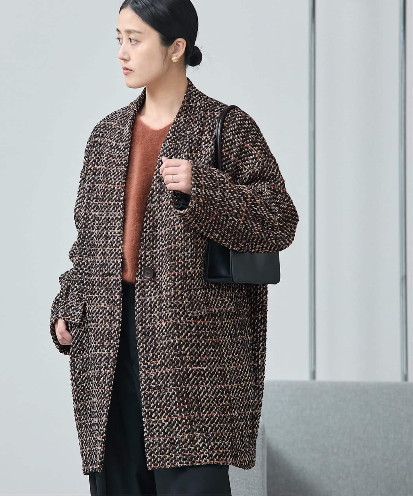 追加》SUPER140S/GIOLICA コクーンコート（ノーカラーコート