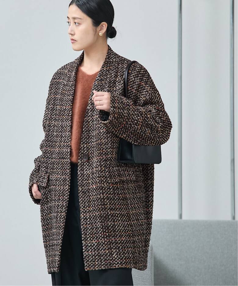 追加》SUPER140S/GIOLICA コクーンコート（ノーカラーコート 