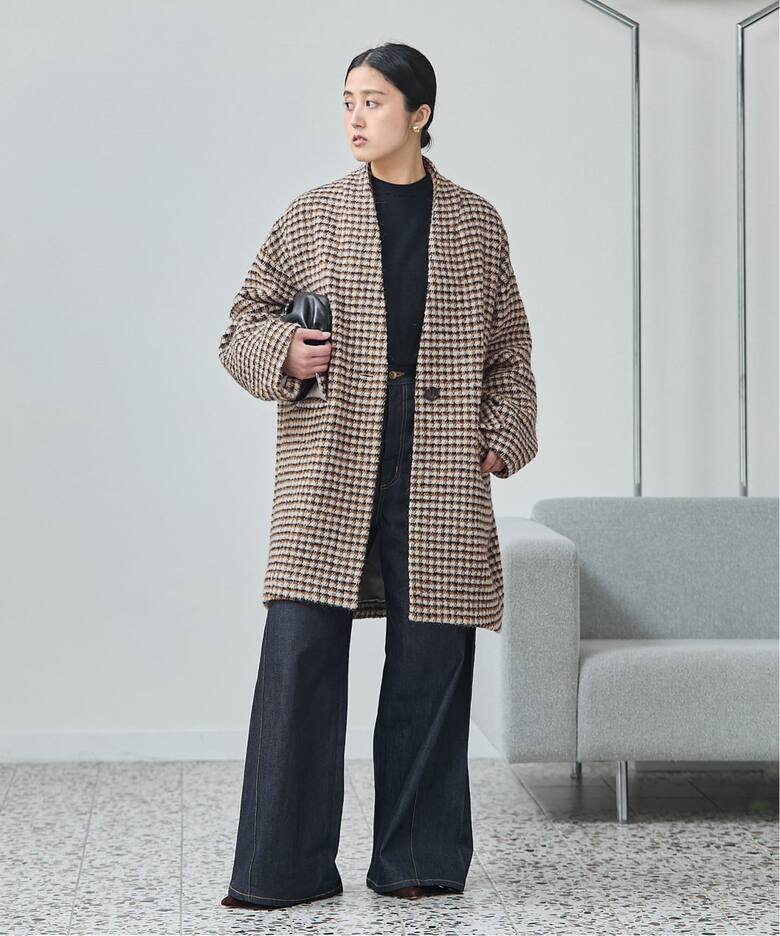 追加》SUPER140S/GIOLICA コクーンコート（ノーカラーコート 