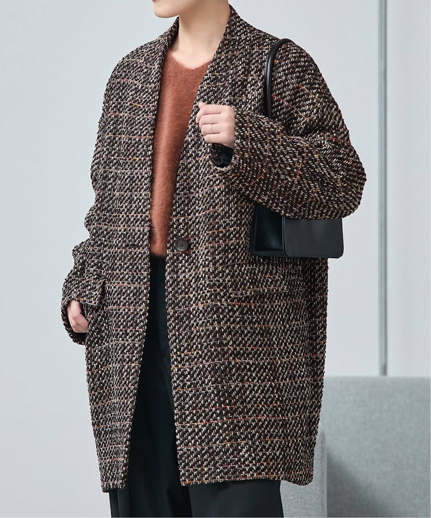 追加》SUPER140S/GIOLICA コクーンコート（ノーカラーコート 