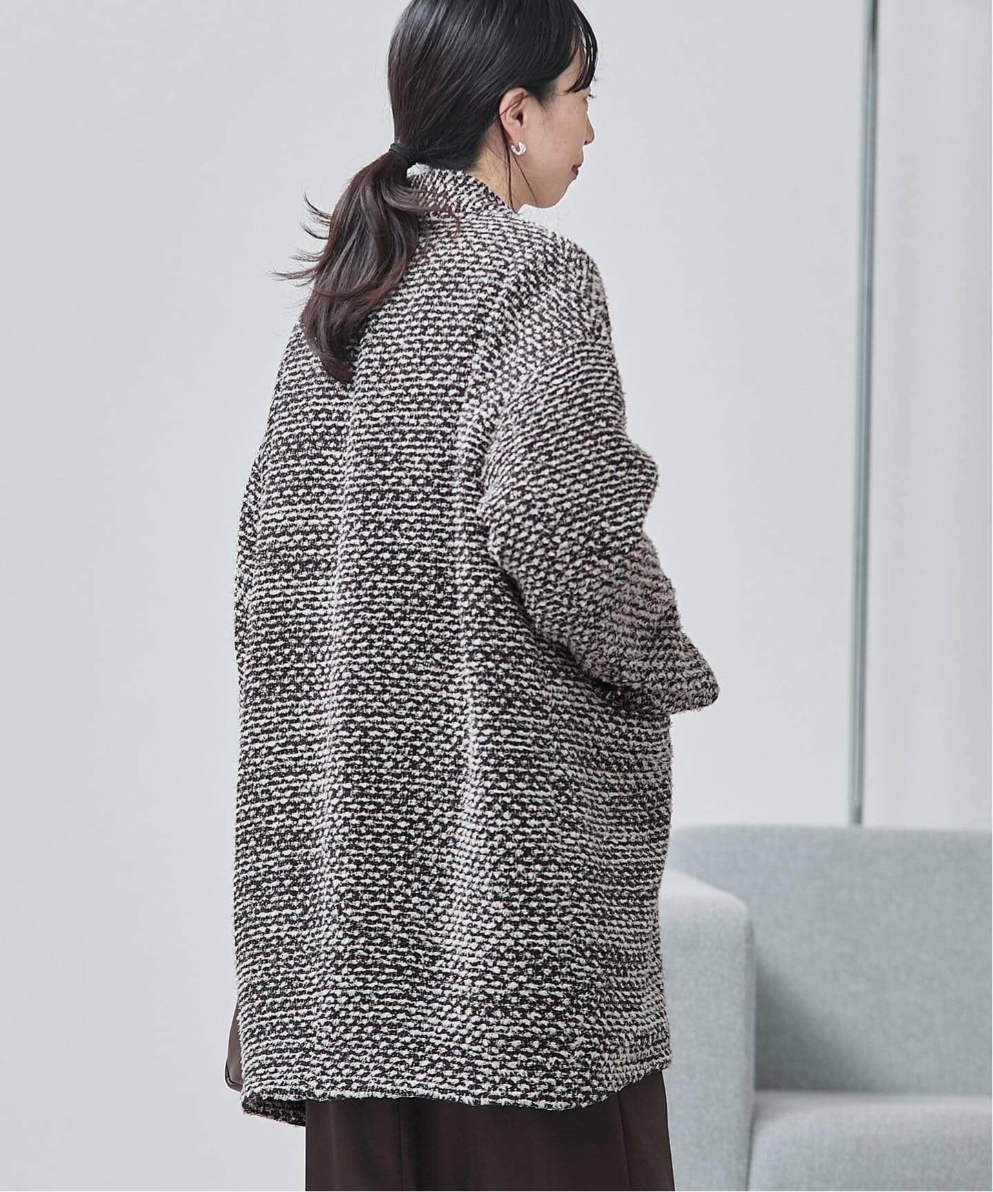 2024AW新品✨SUPER140S/GIOLICA コクーンコート　ツイード 追加予約》SUPER140S/GIOLICA コクーンコート（ノーカラーコート