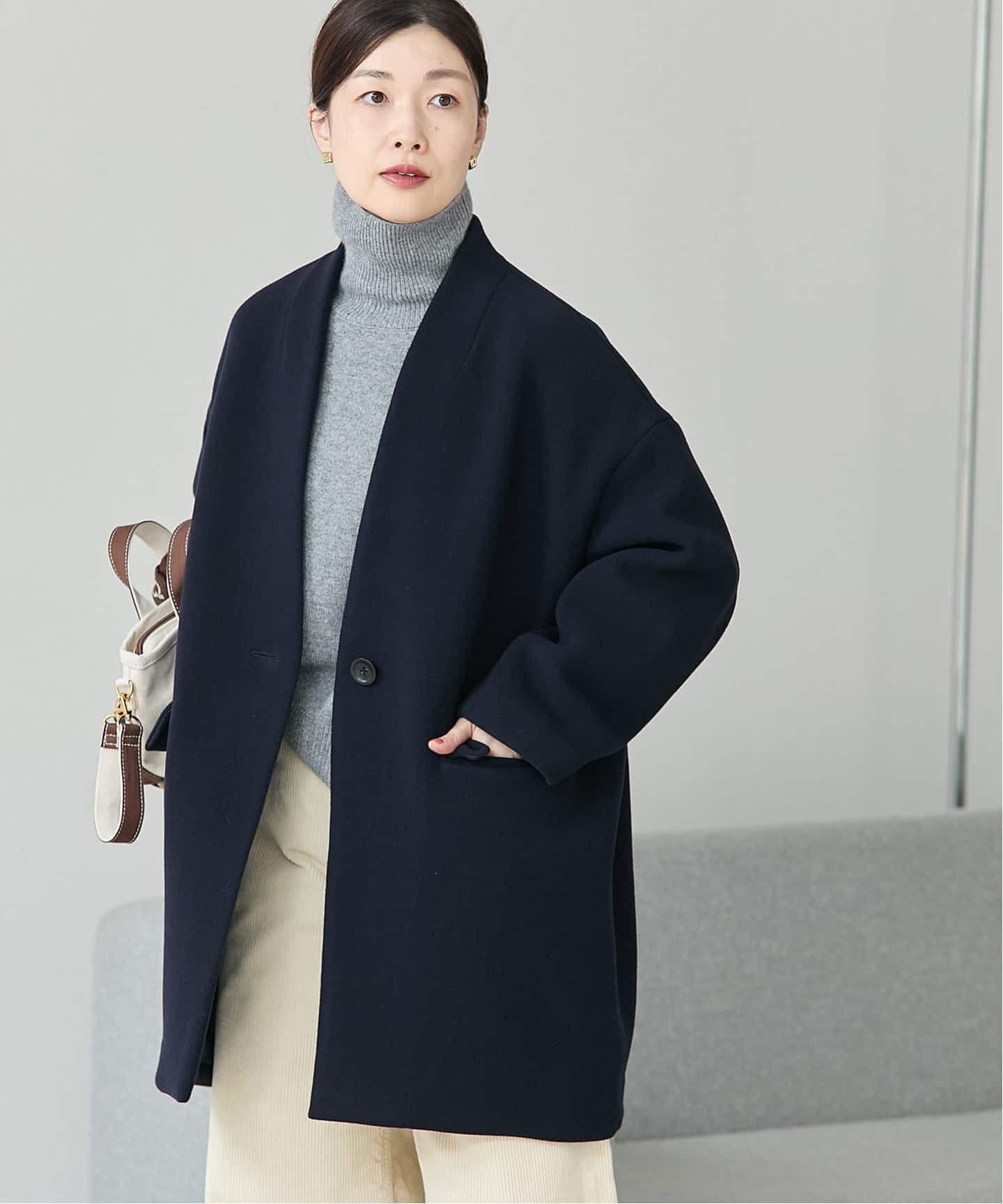 追加予約》SUPER140S/GIOLICA コクーンコート（ノーカラーコート