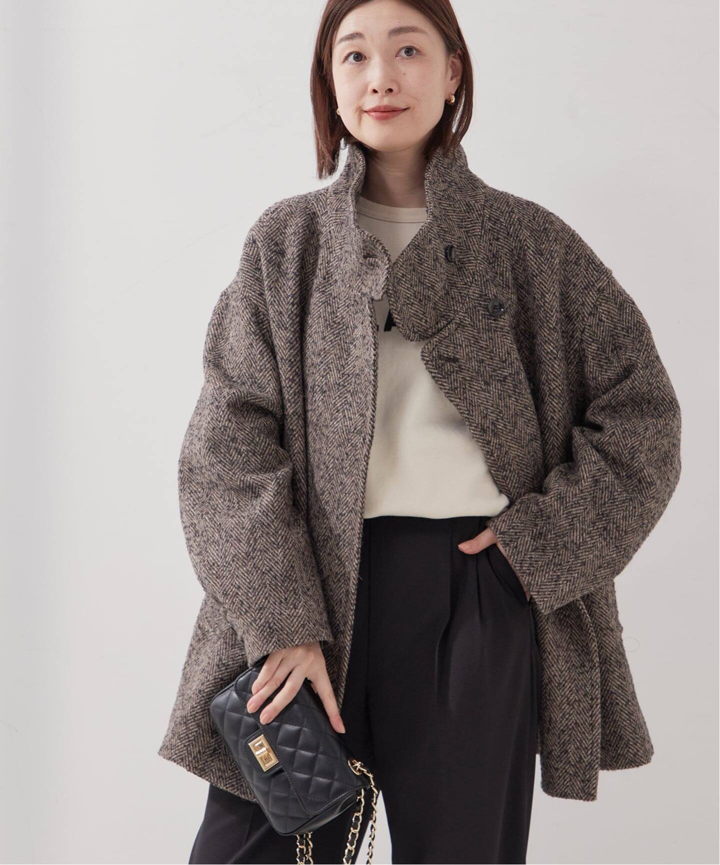 MANTECO/TWEEDスタンドショートコート（その他ブルゾン／アウター