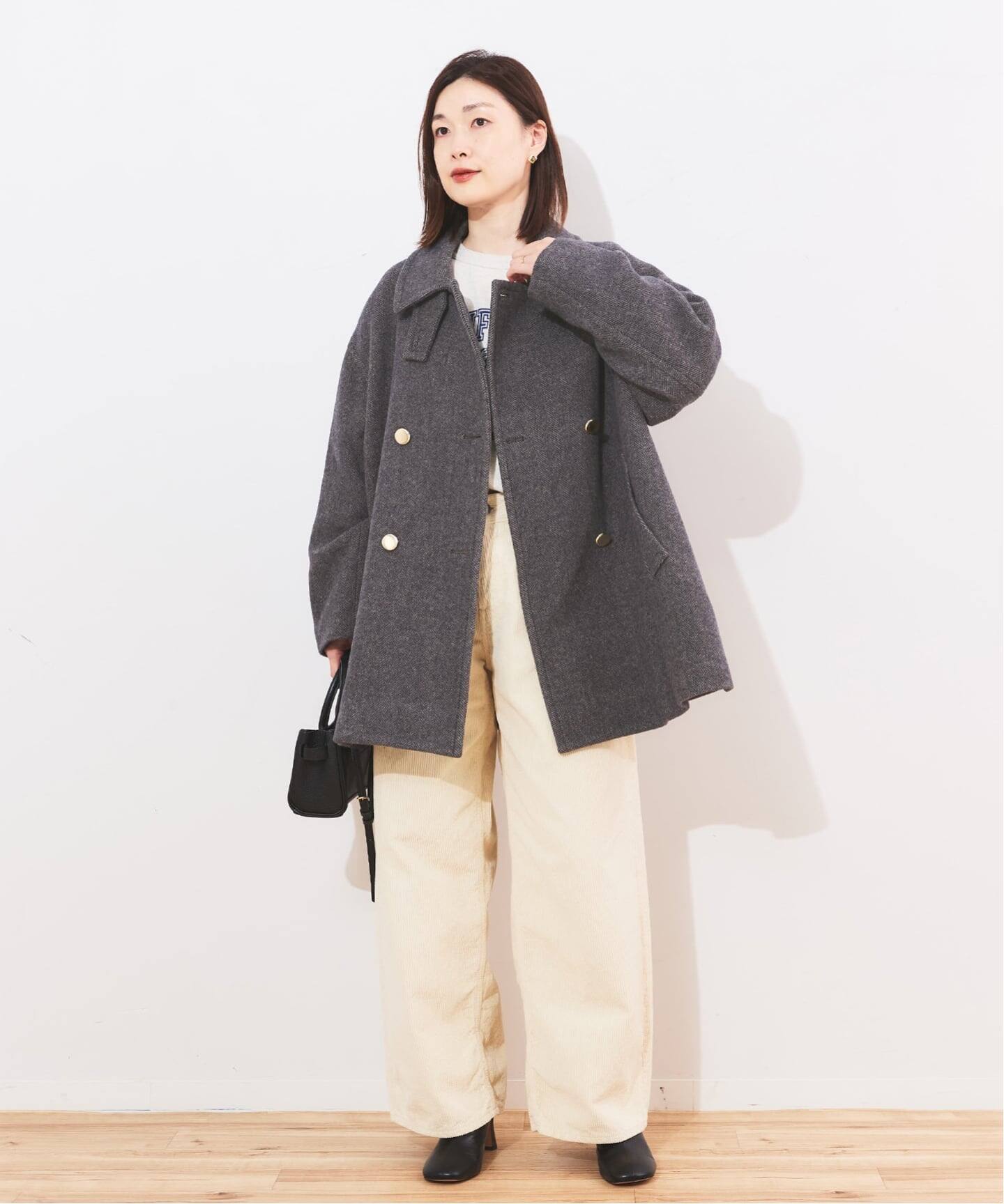 追加》SUPER120/MANTECOステンカラーショートコート（ステンカラー