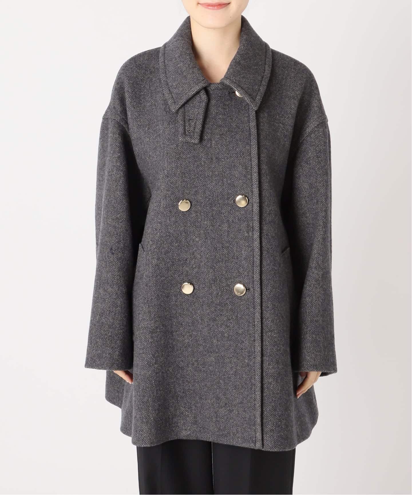 追加》SUPER120/MANTECOステンカラーショートコート（ステンカラー